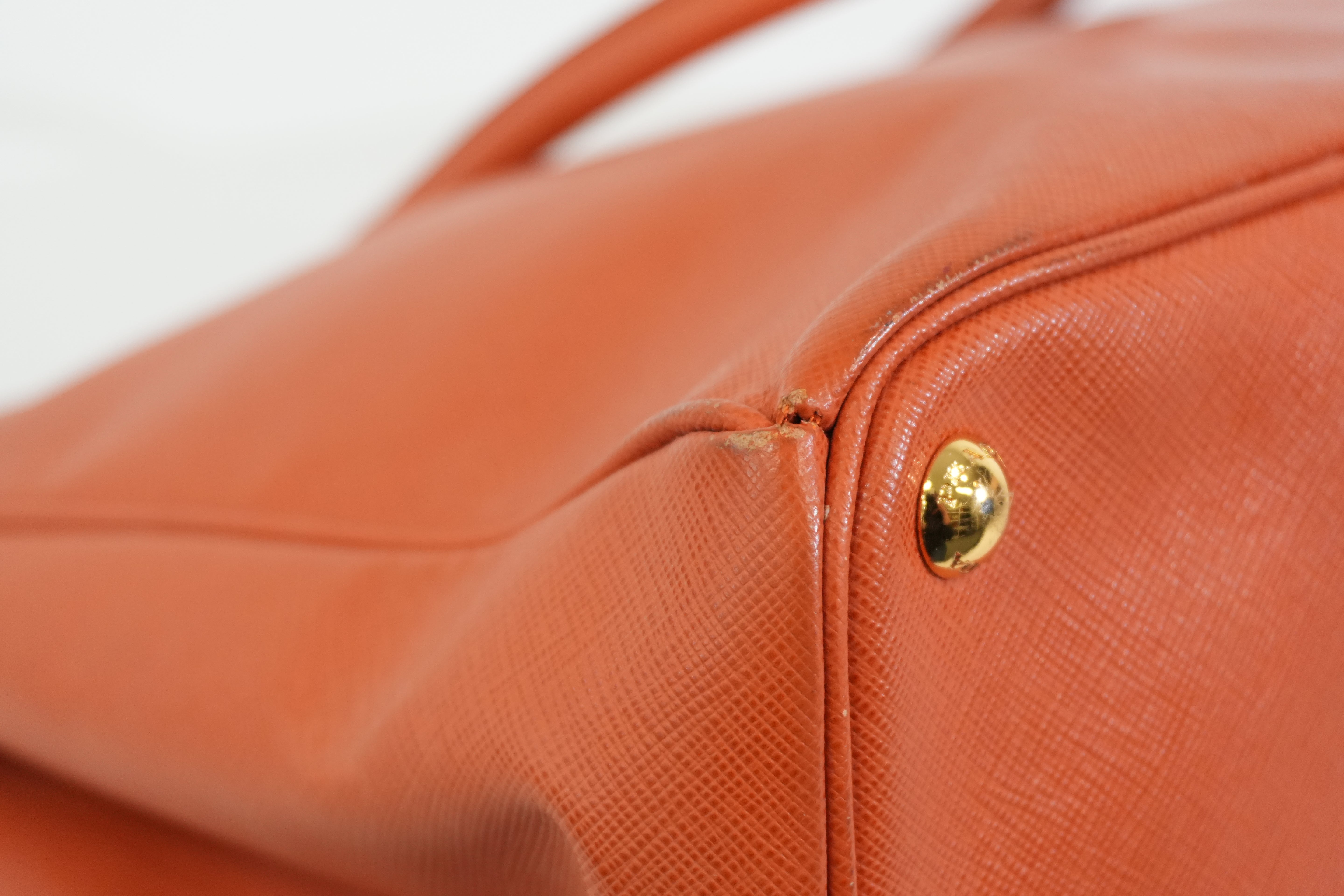 Pre-owned Prada Galleria Saffiano Tote Bag Orange