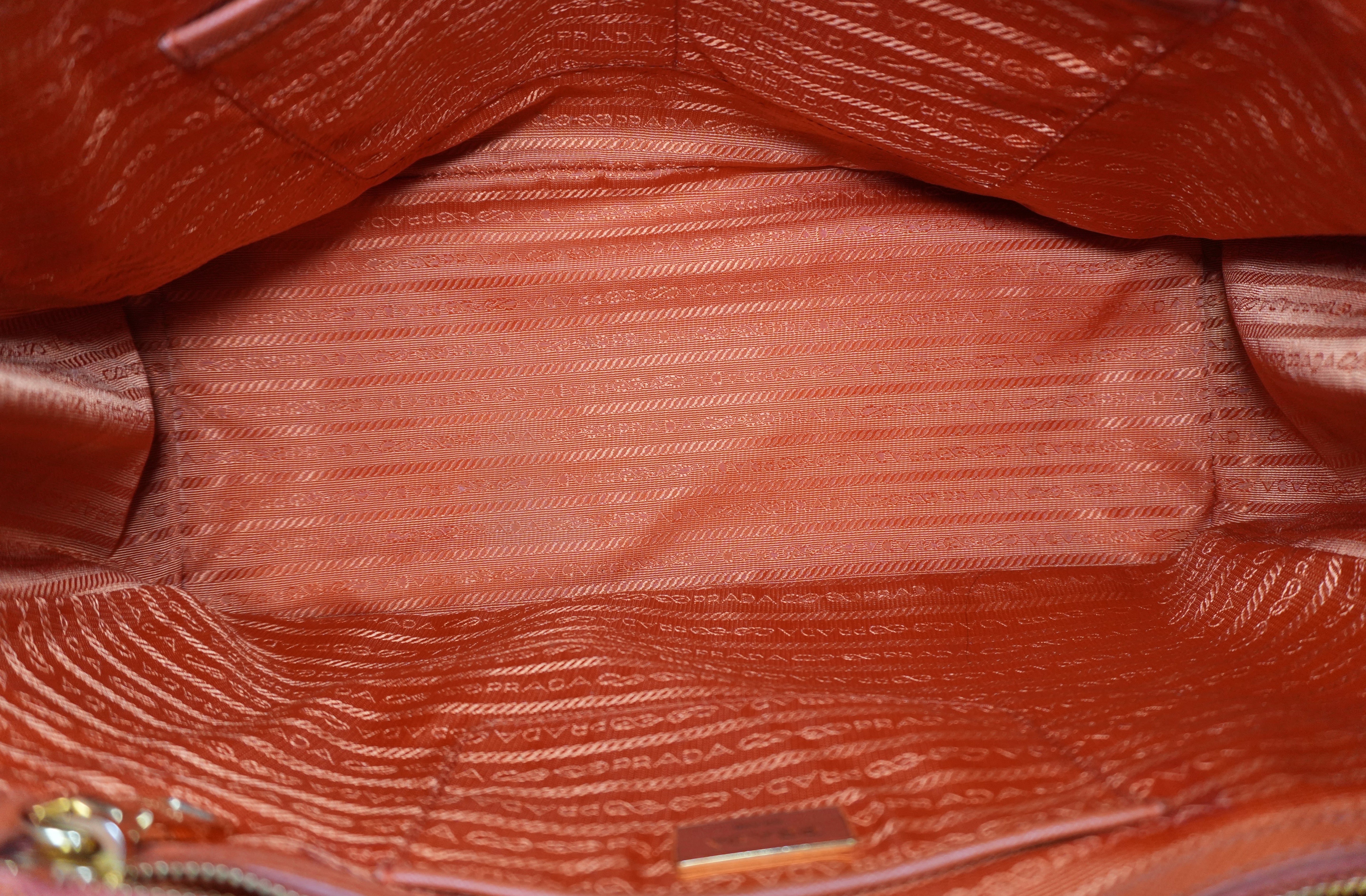 Pre-owned Prada Galleria Saffiano Tote Bag Orange