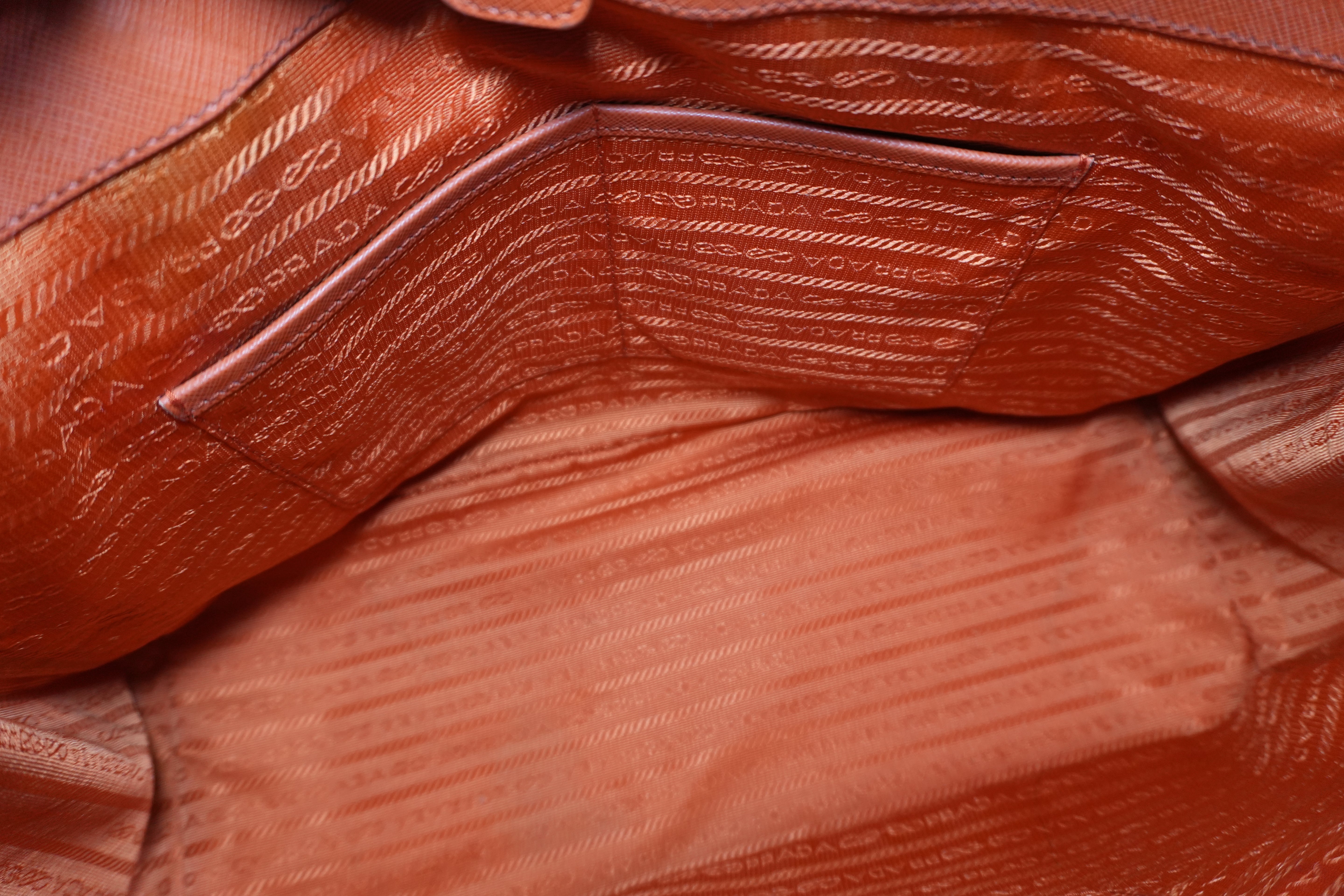 Pre-owned Prada Galleria Saffiano Tote Bag Orange