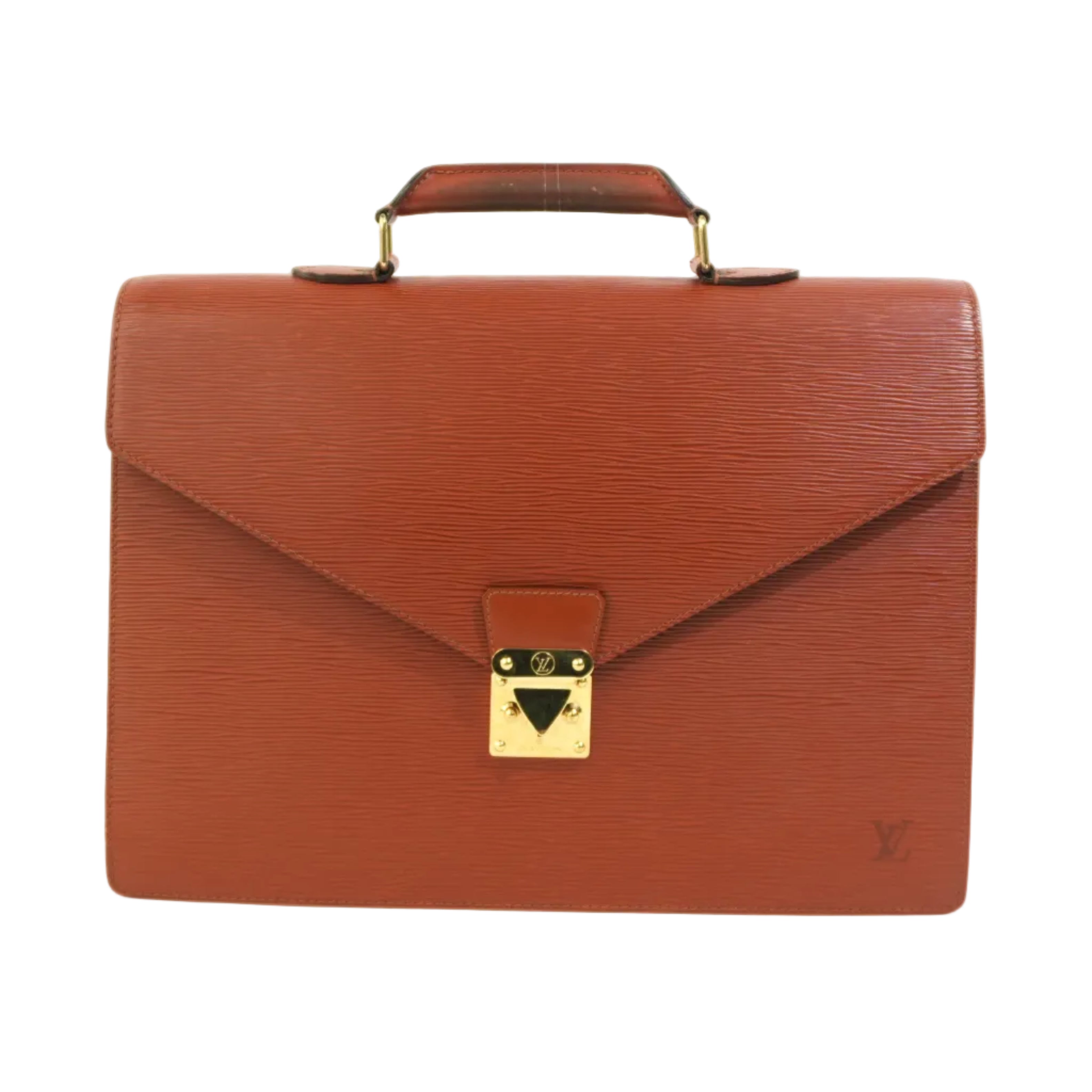 Pre-owned Louis Vuitton Leather Epi Briefcase Handbag Kenya Brown