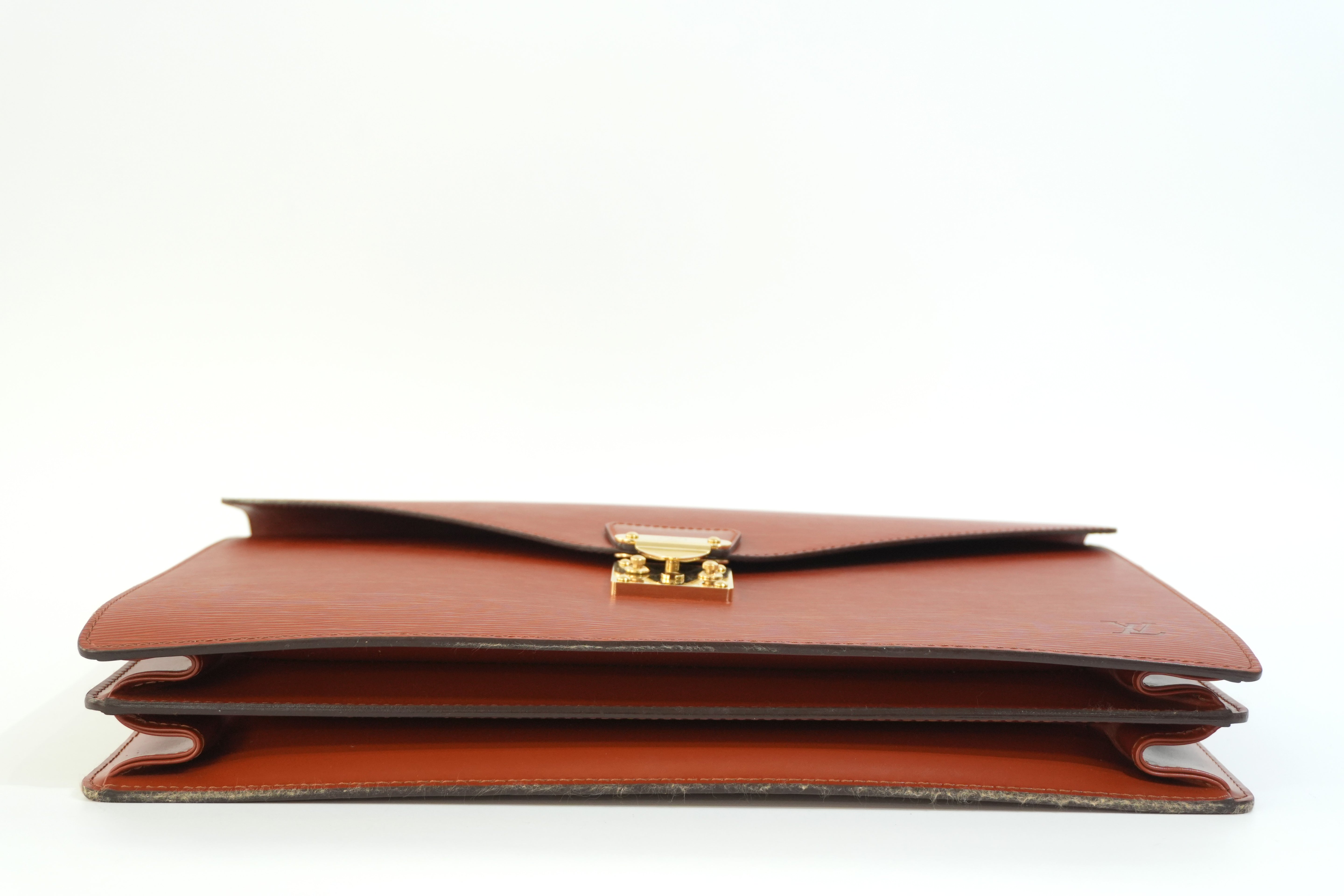 Pre-owned Louis Vuitton Epi Briefcase Handbag Kenya Brown