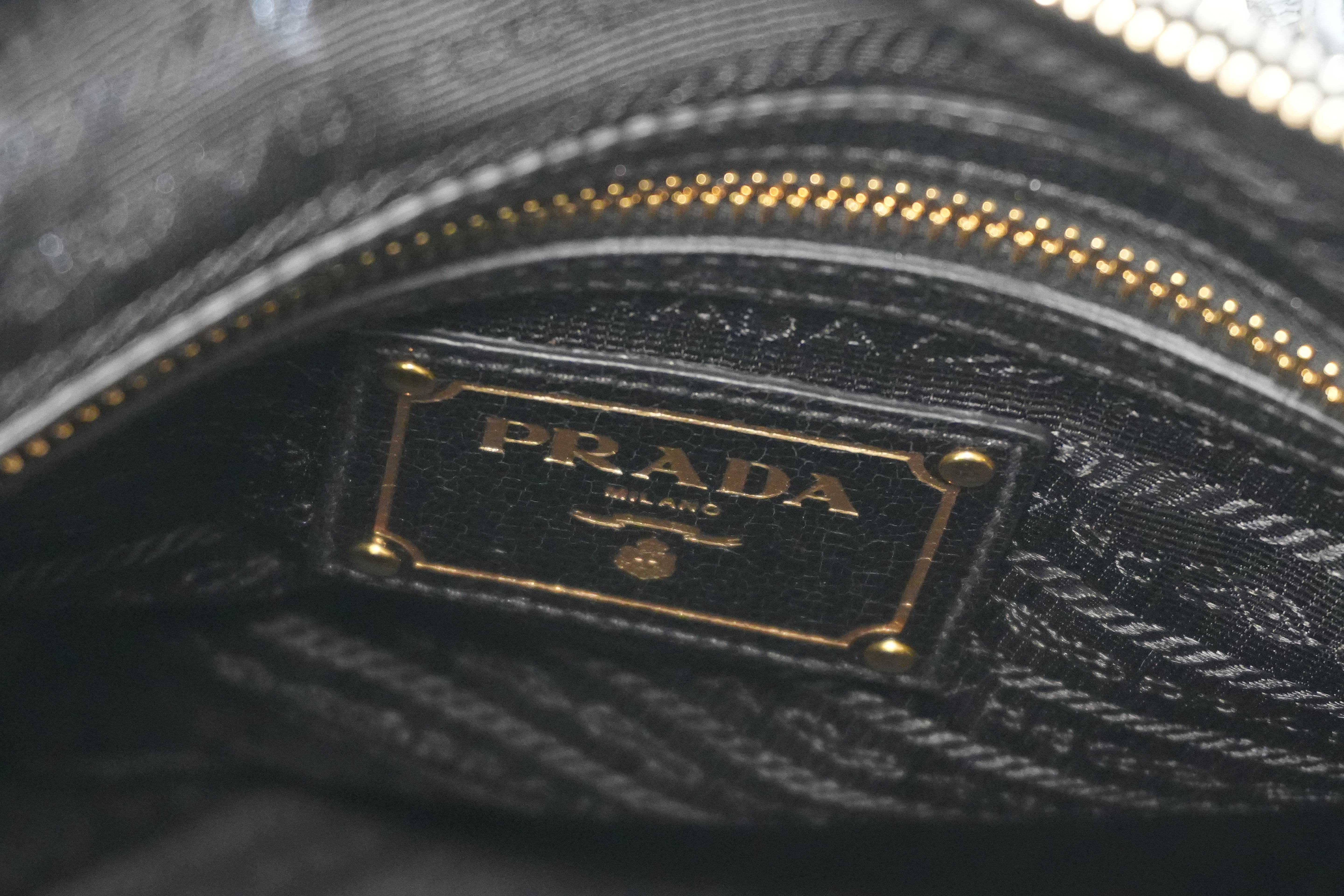 Pre-owned Prada Two Way Talco Craquele Studded Handbag Brown