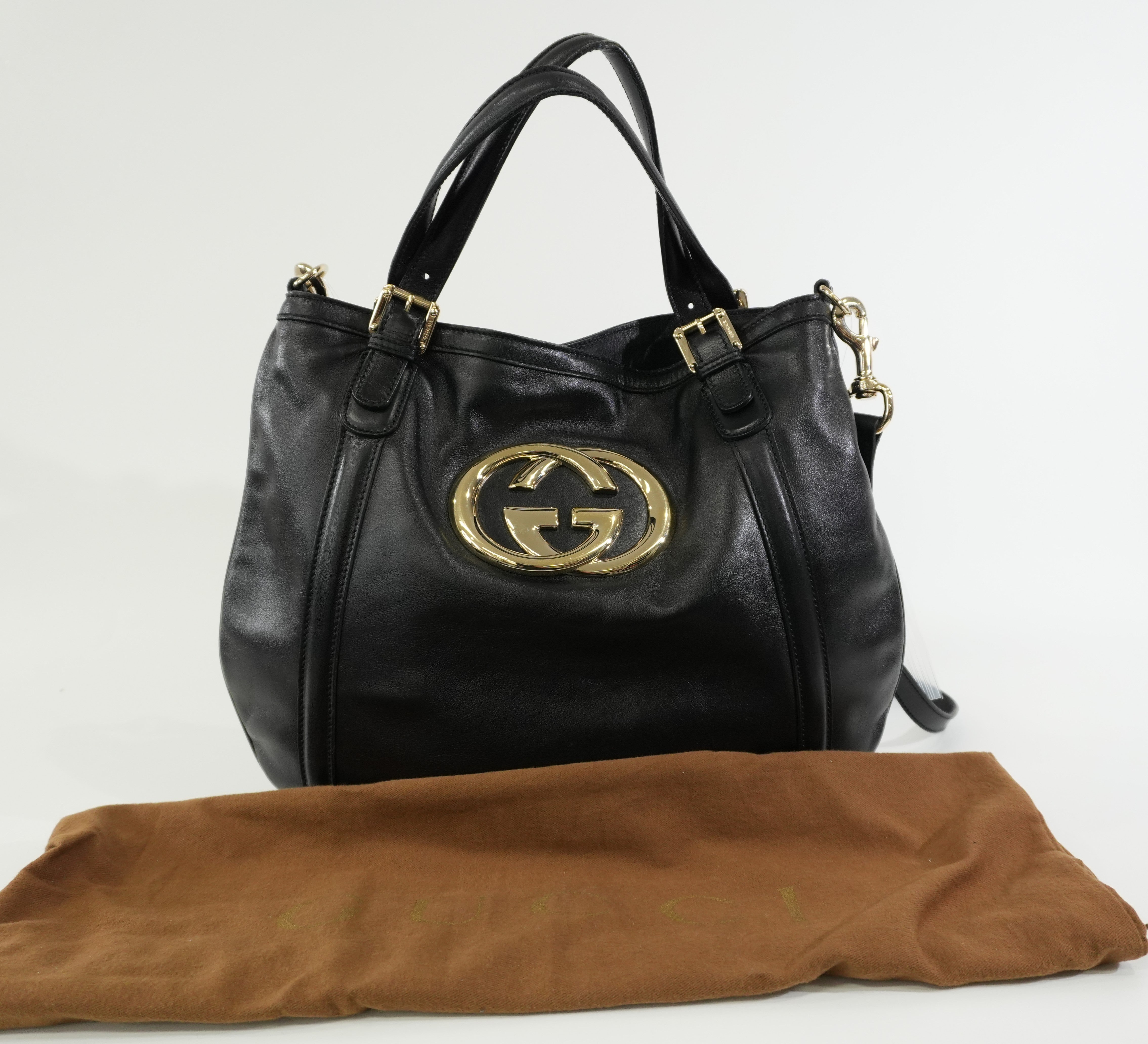 Pre-owned Gucci Two Way Britt Satchel Shoulder Bag Black