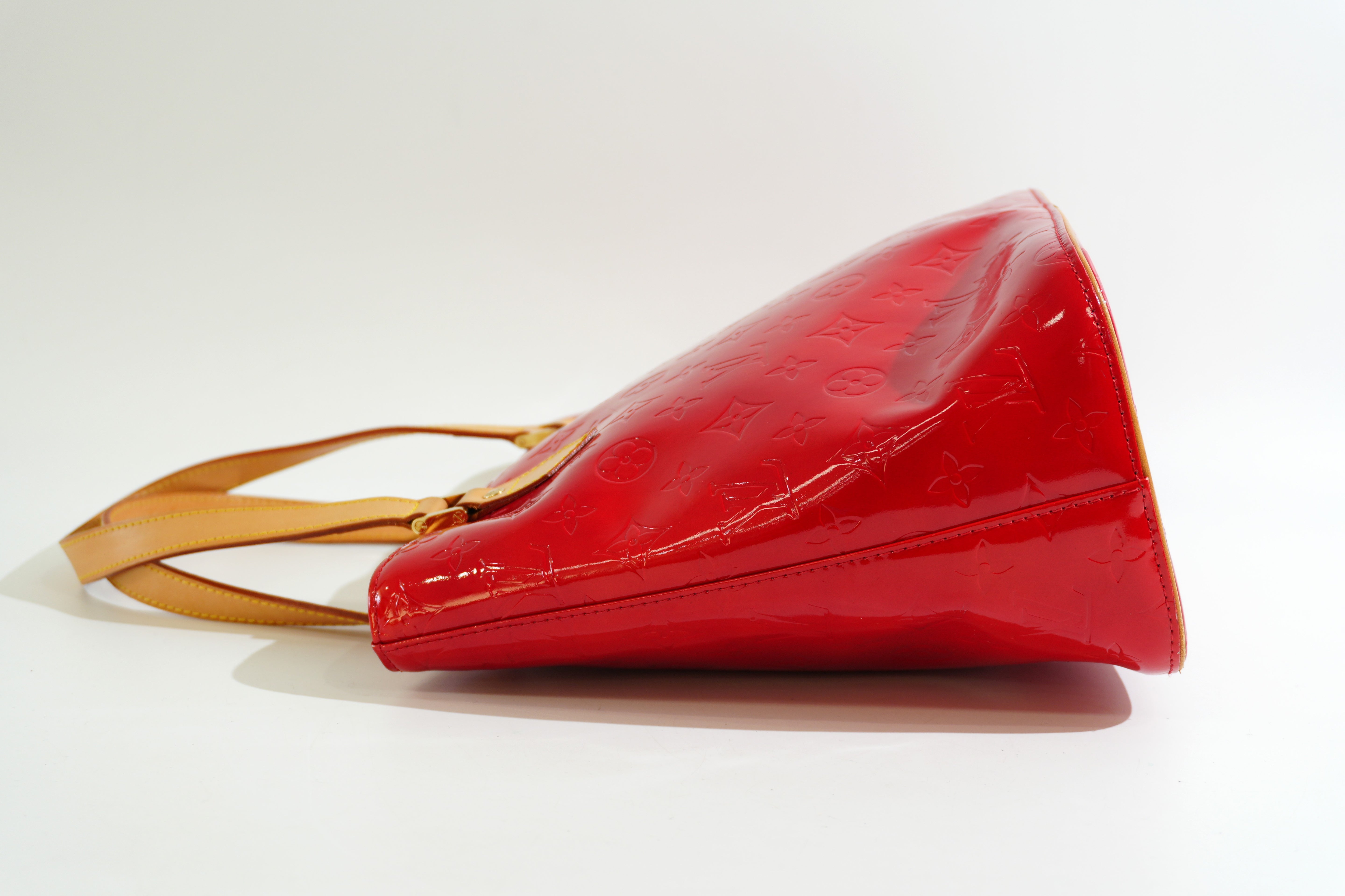 Pre-owned Louis Vuitton Vernis Houston Handbag Red