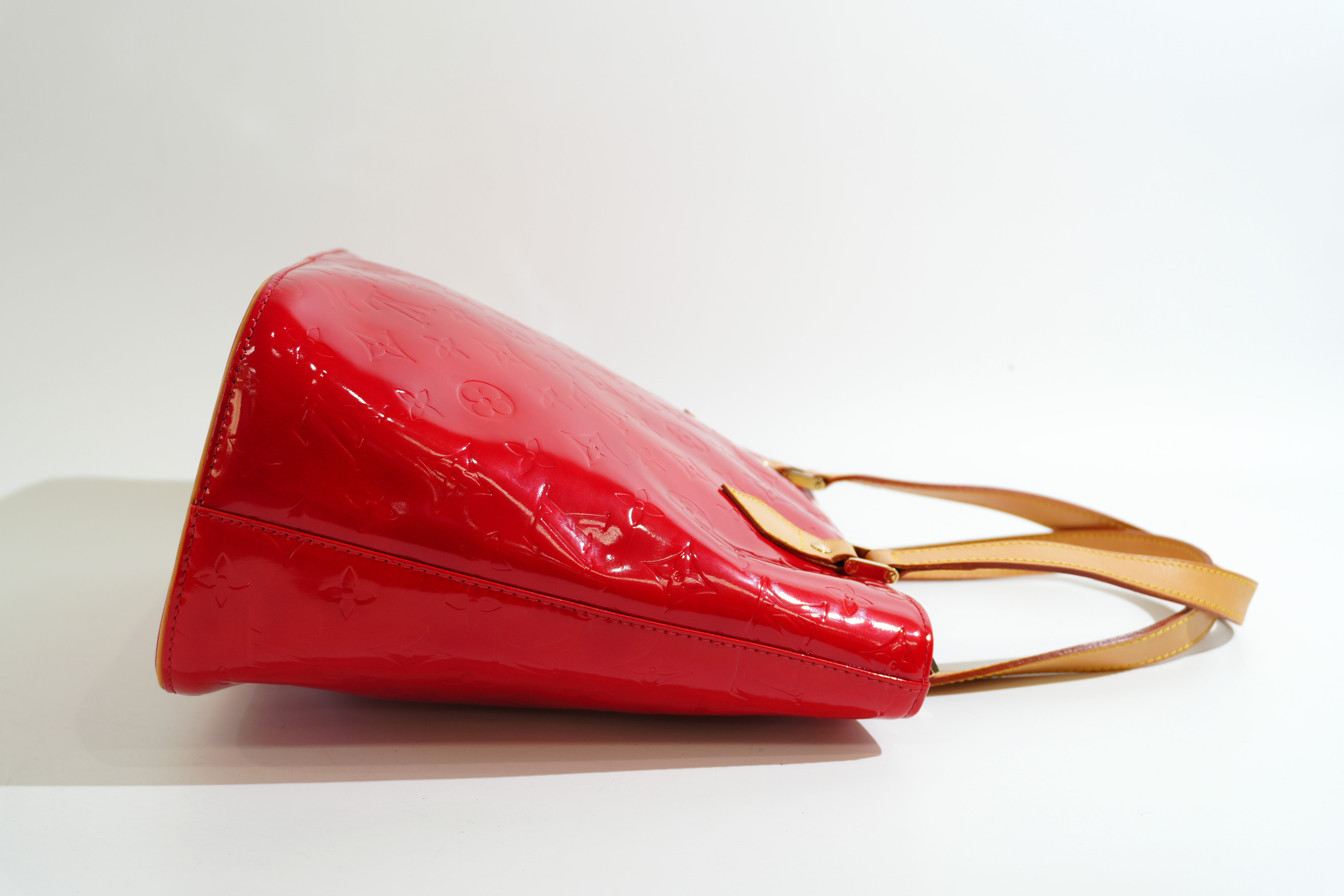Pre-owned Louis Vuitton Vernis Houston Handbag Red