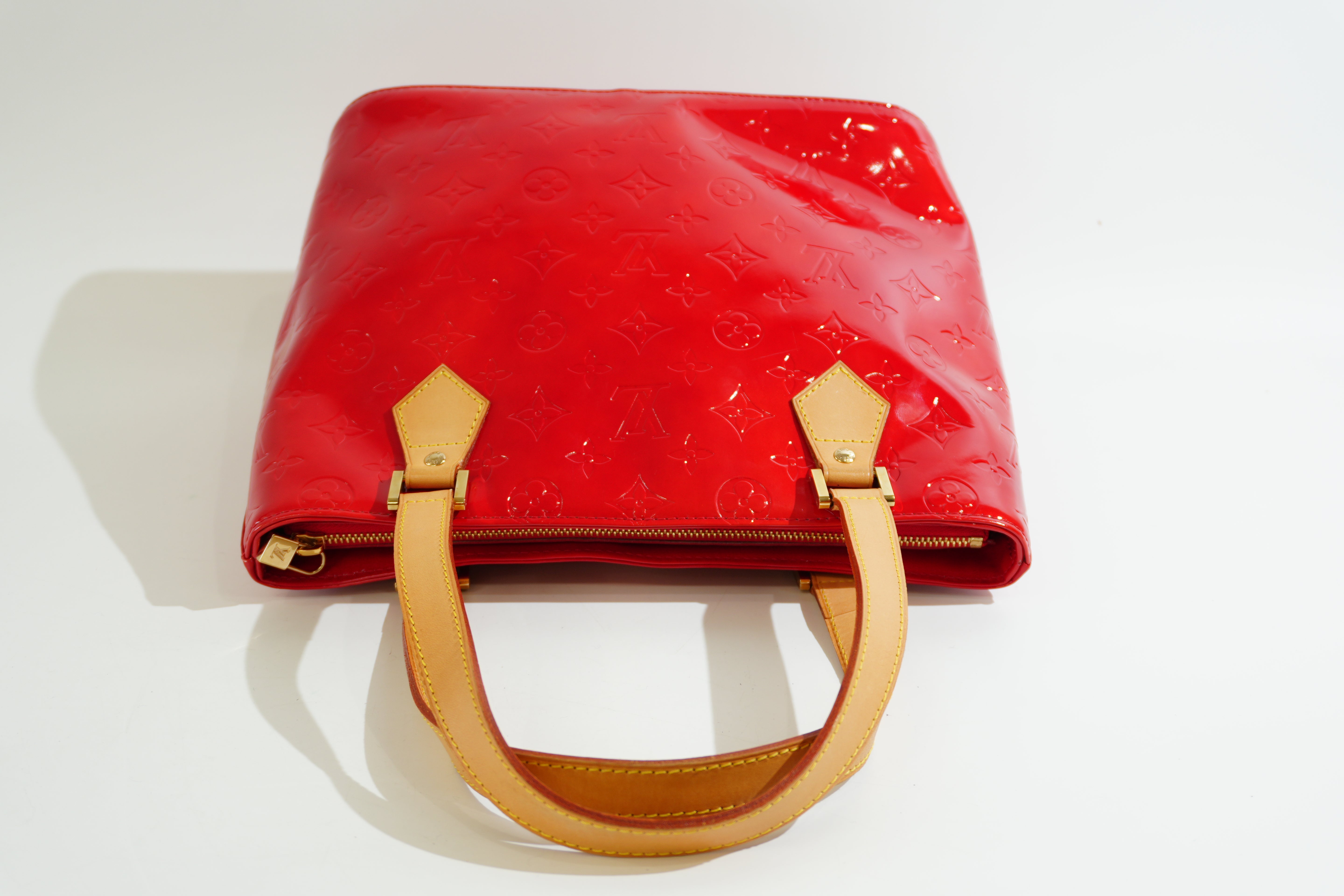 Pre-owned Louis Vuitton Vernis Houston Handbag Red
