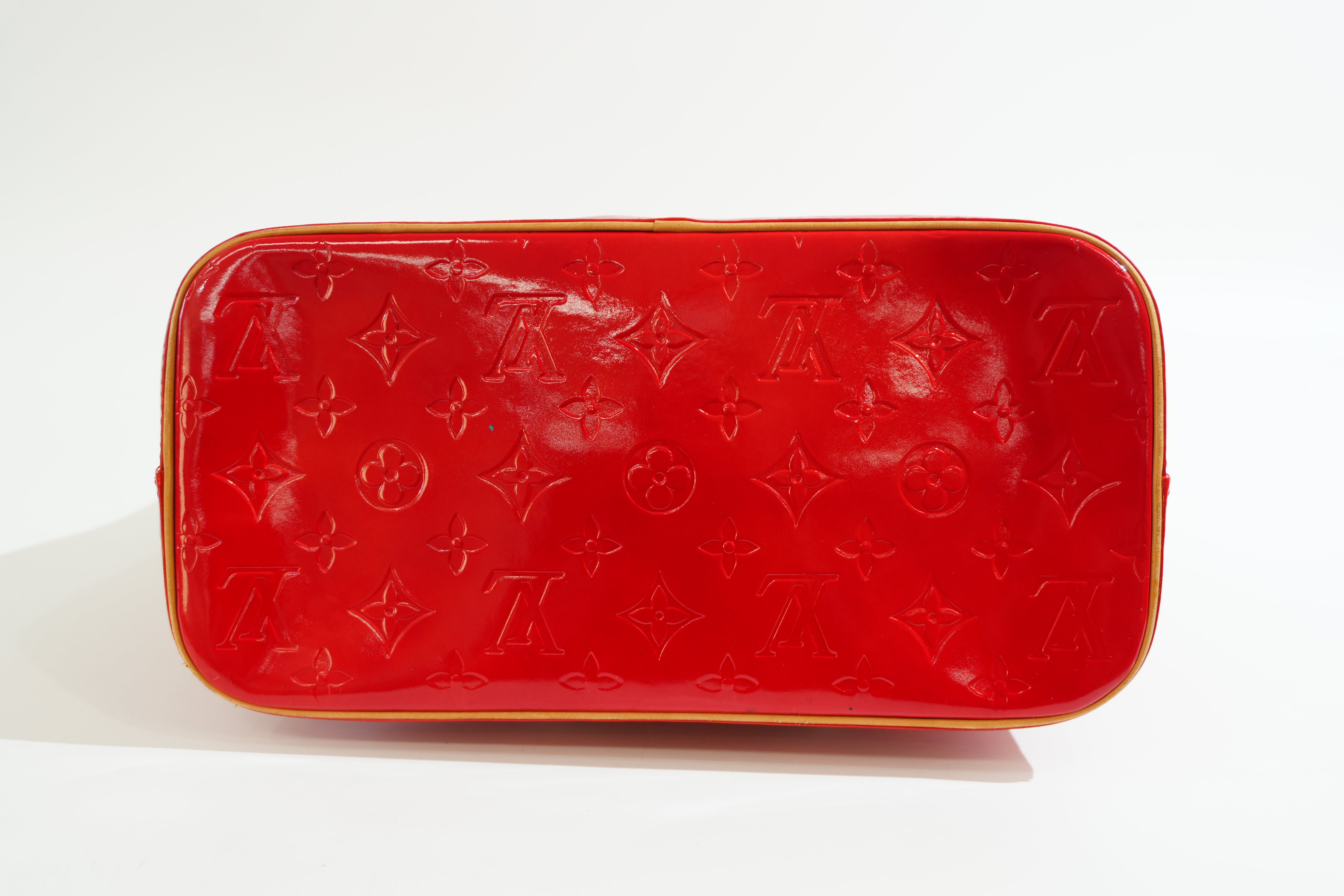 Pre-owned Louis Vuitton Vernis Houston Handbag Red