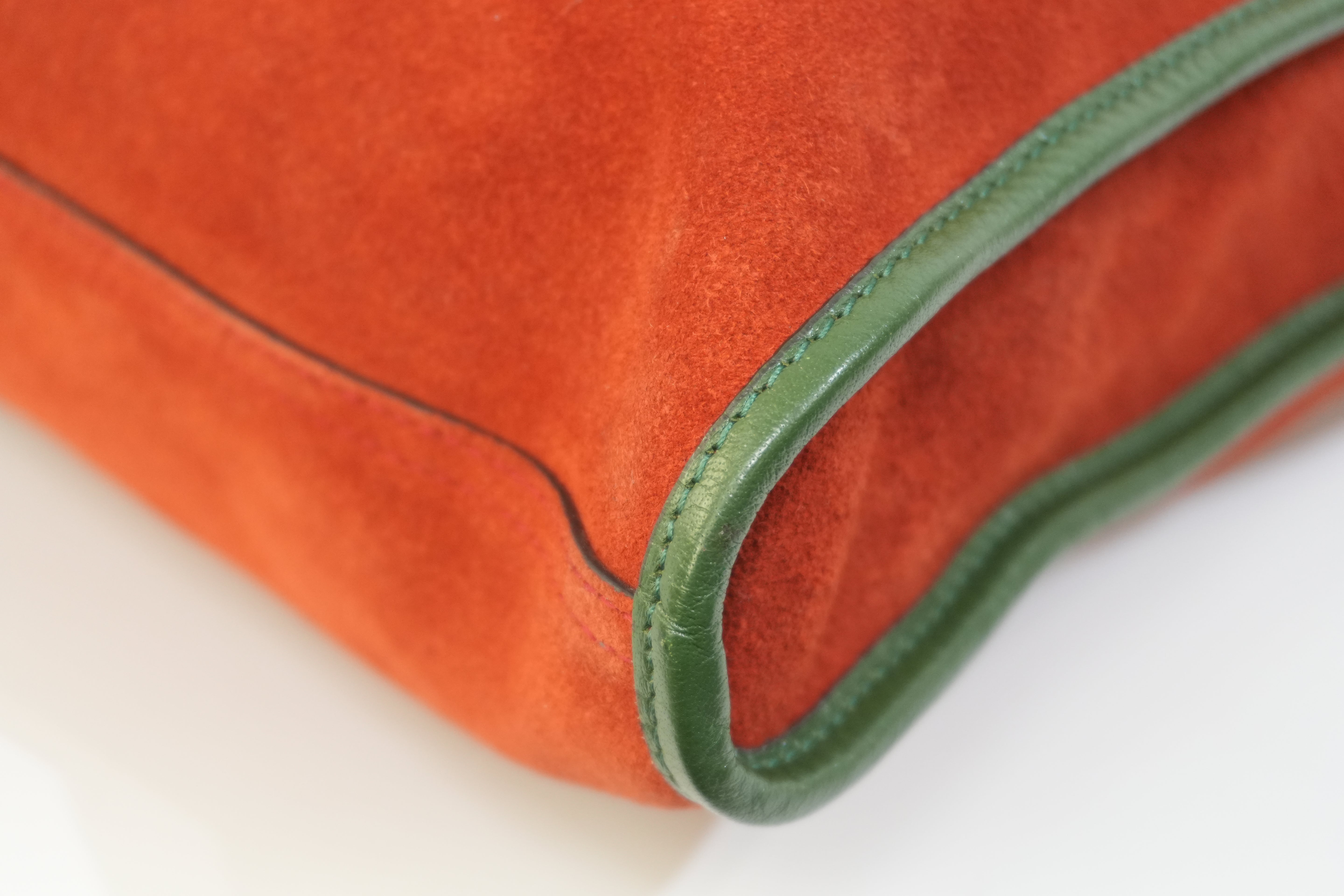 Pre-owned Gucci Suede Leather Rajah Chain Tote Bag Orange