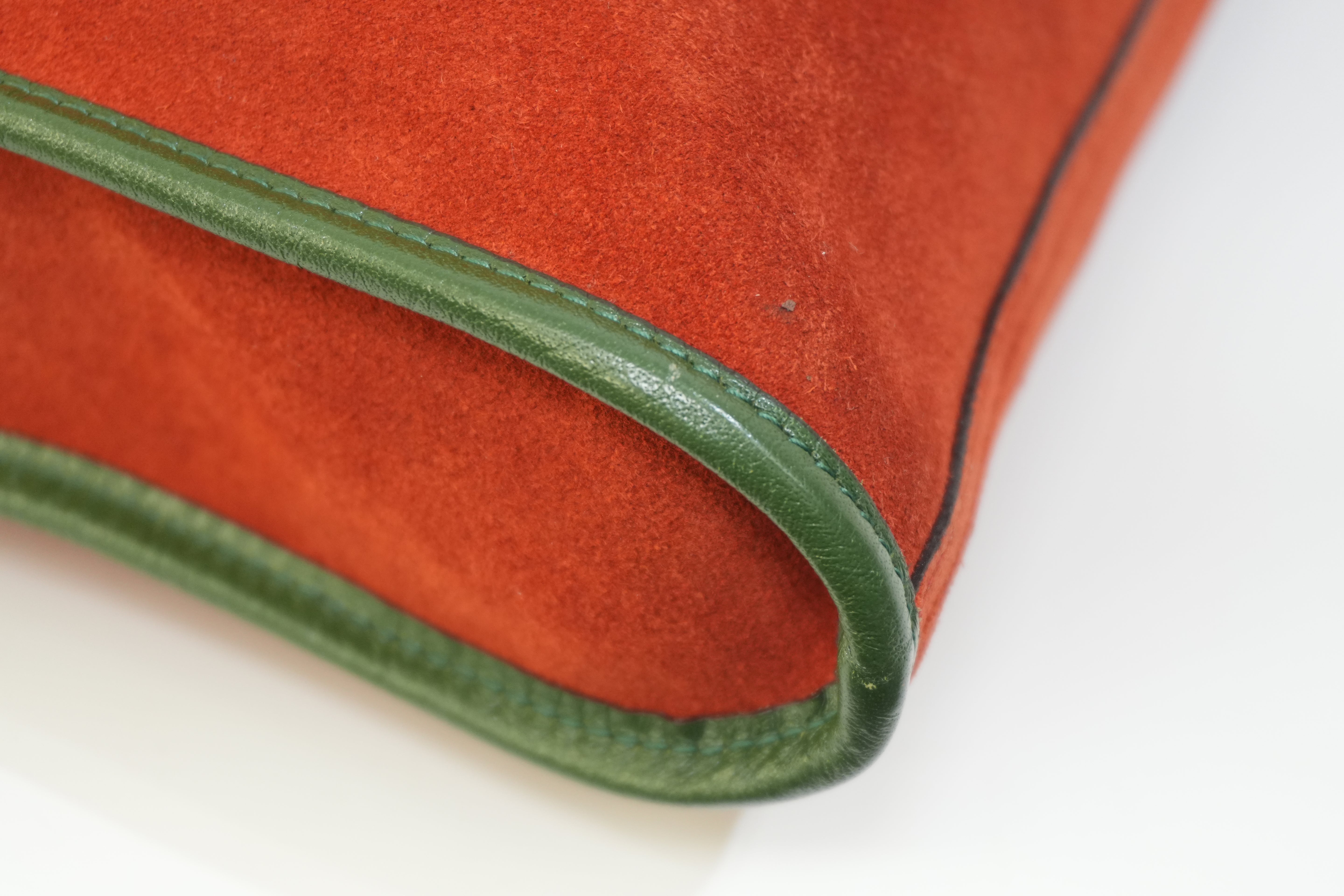 Pre-owned Gucci Suede Leather Rajah Chain Tote Bag Orange