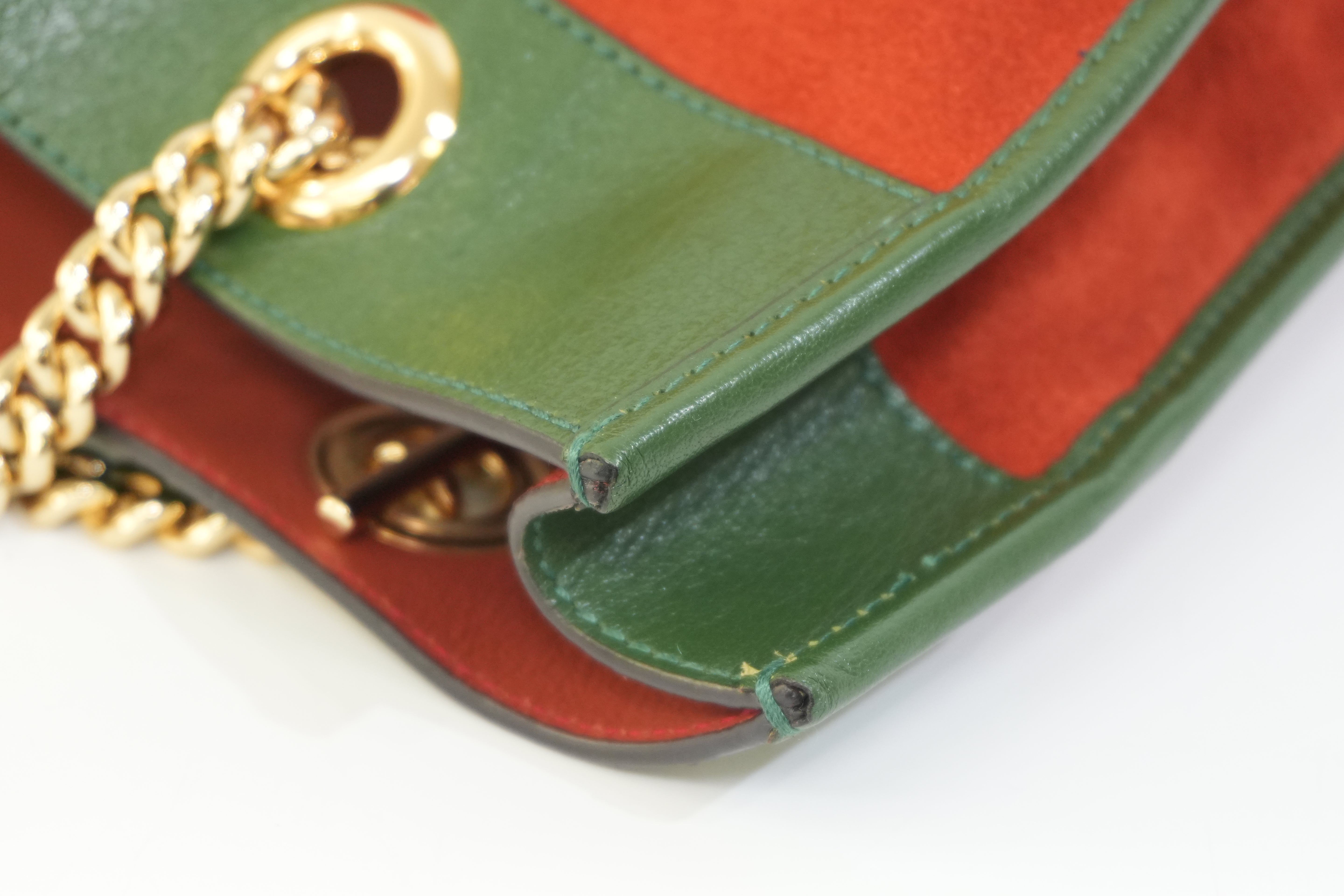 Pre-owned Gucci Suede Leather Rajah Chain Tote Bag Orange