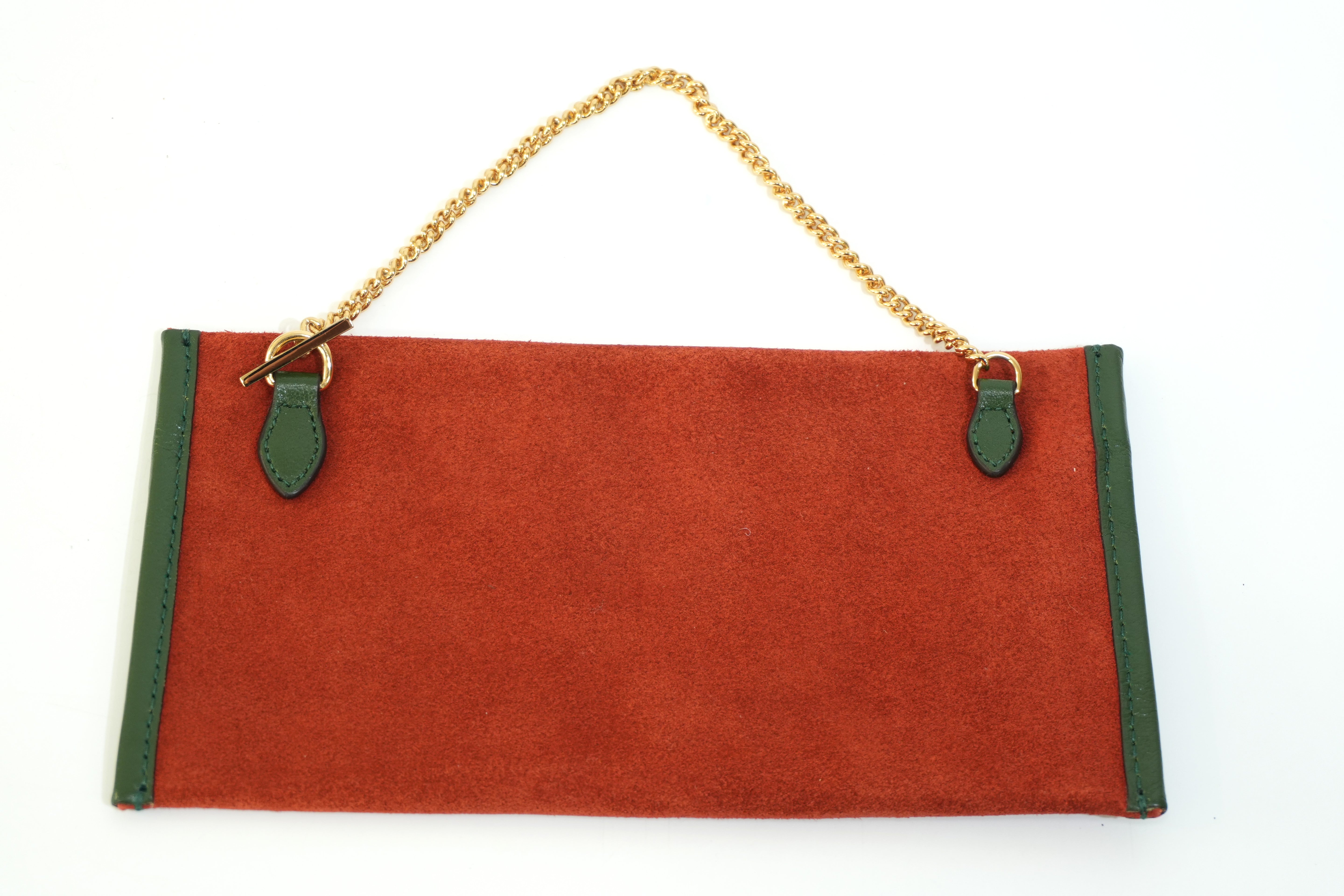 Pre-owned Gucci Suede Leather Rajah Chain Tote Bag Orange