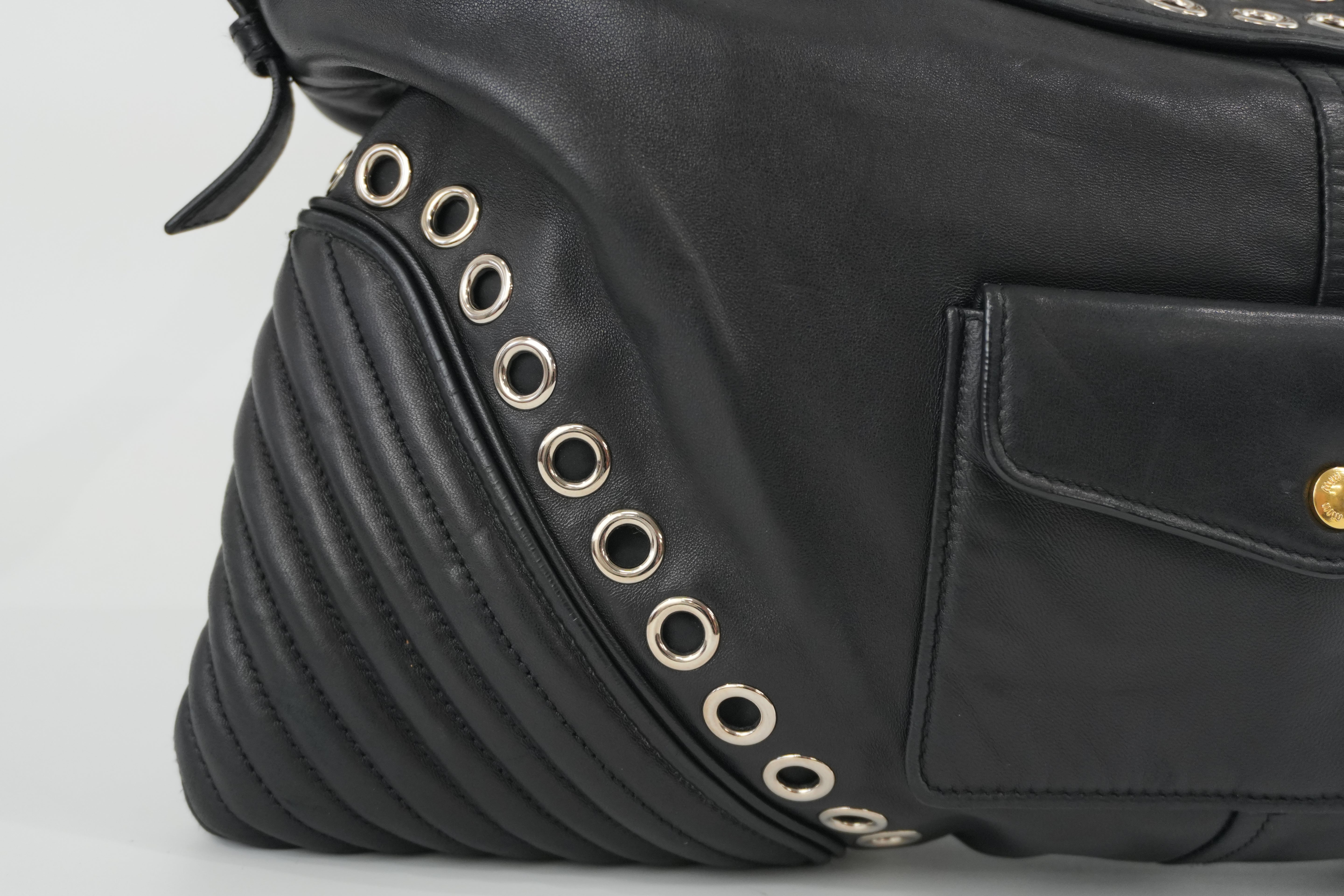 Miumiu Shoulder Bag Leather Black Used