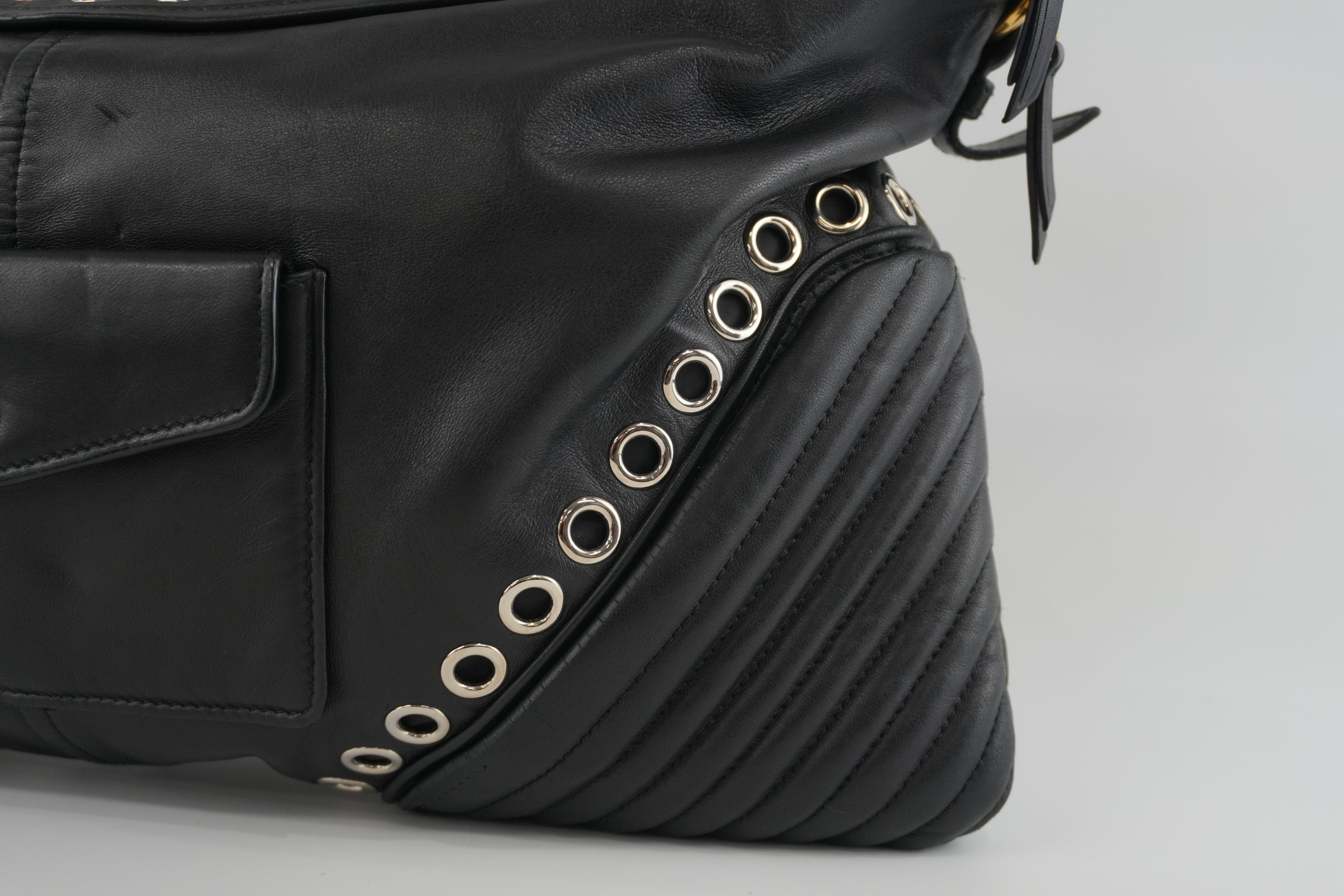 Miumiu Shoulder Bag Leather Black Used