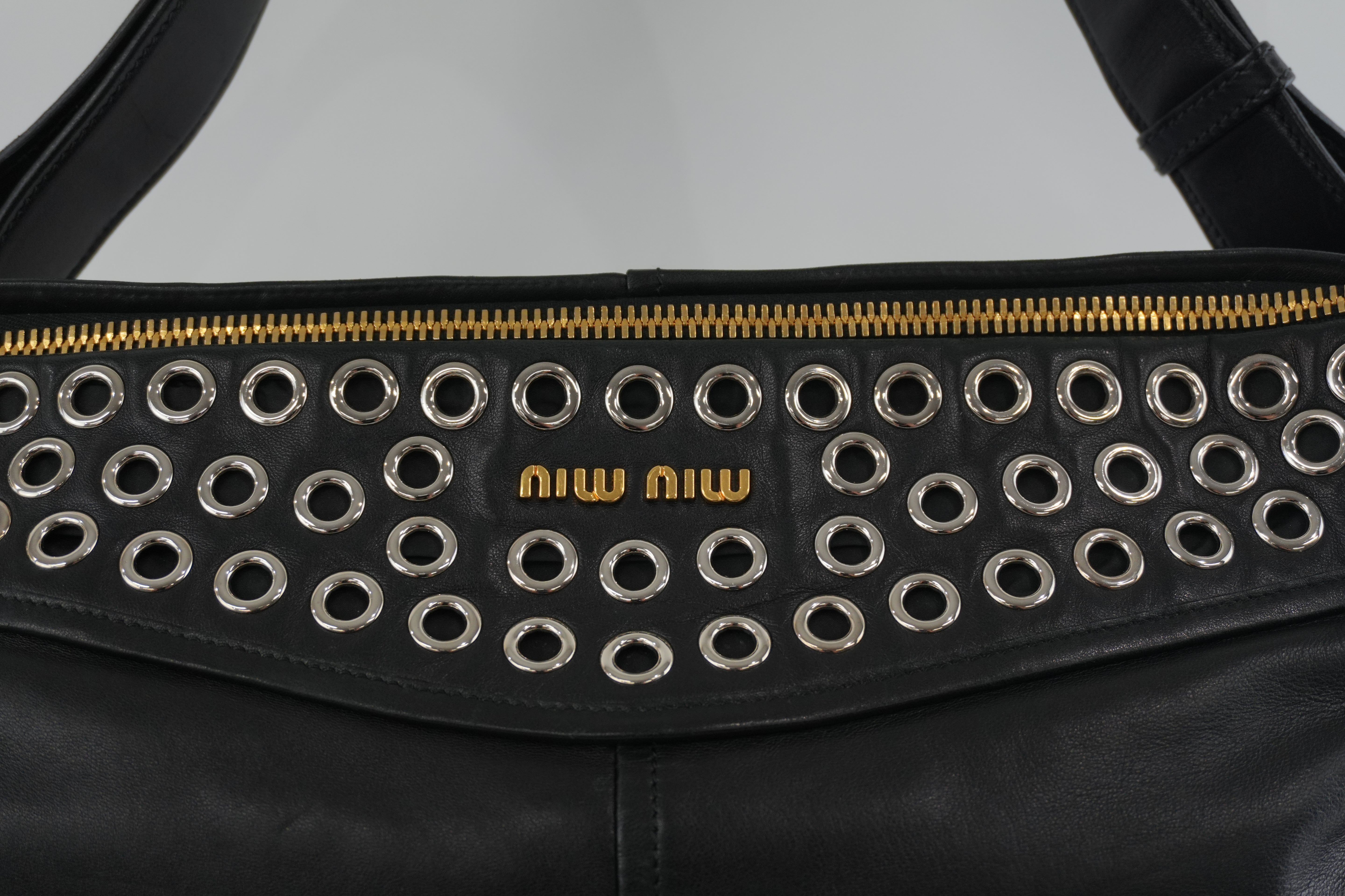 Miumiu Shoulder Bag Leather Black Used