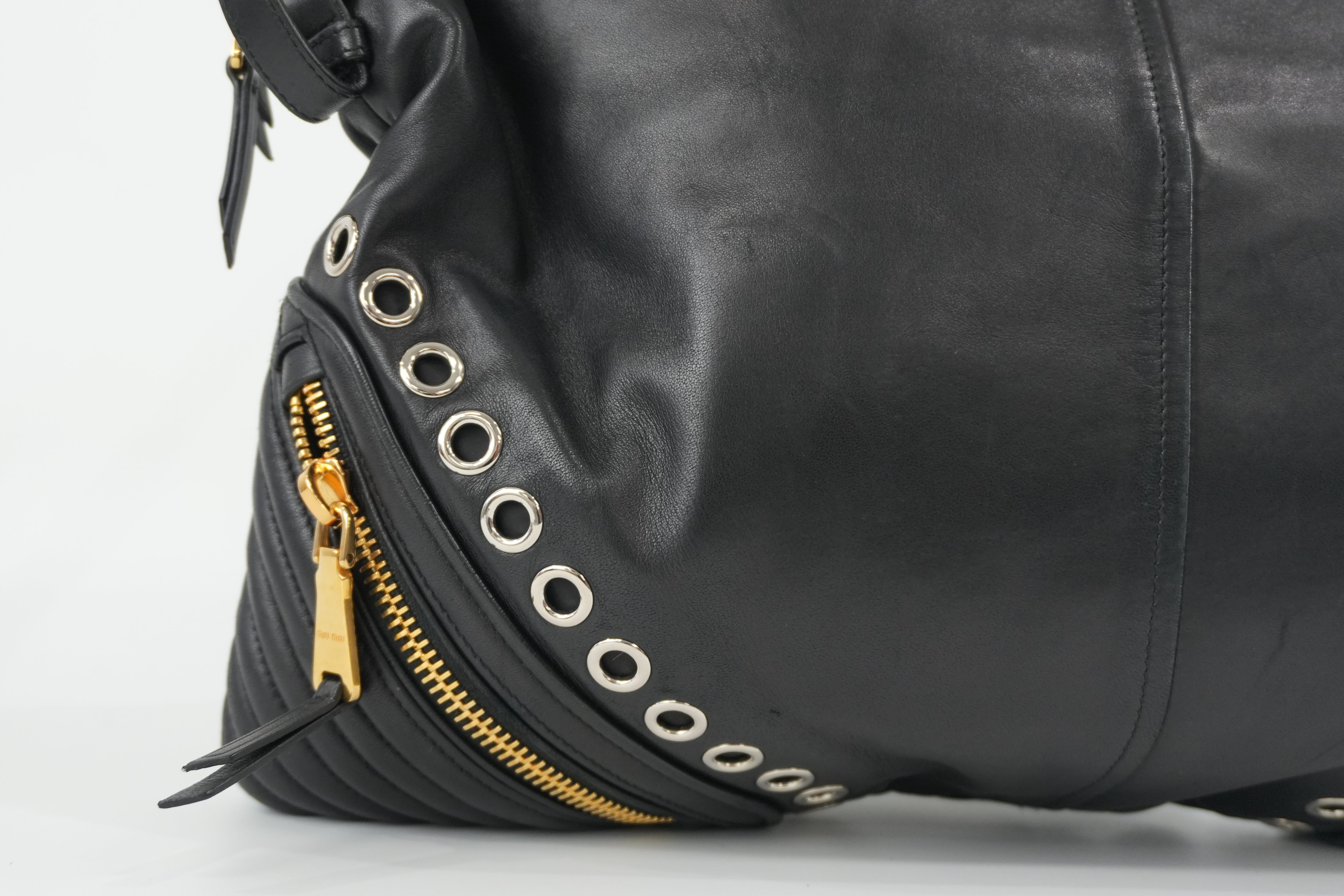 Miumiu Shoulder Bag Leather Black Used