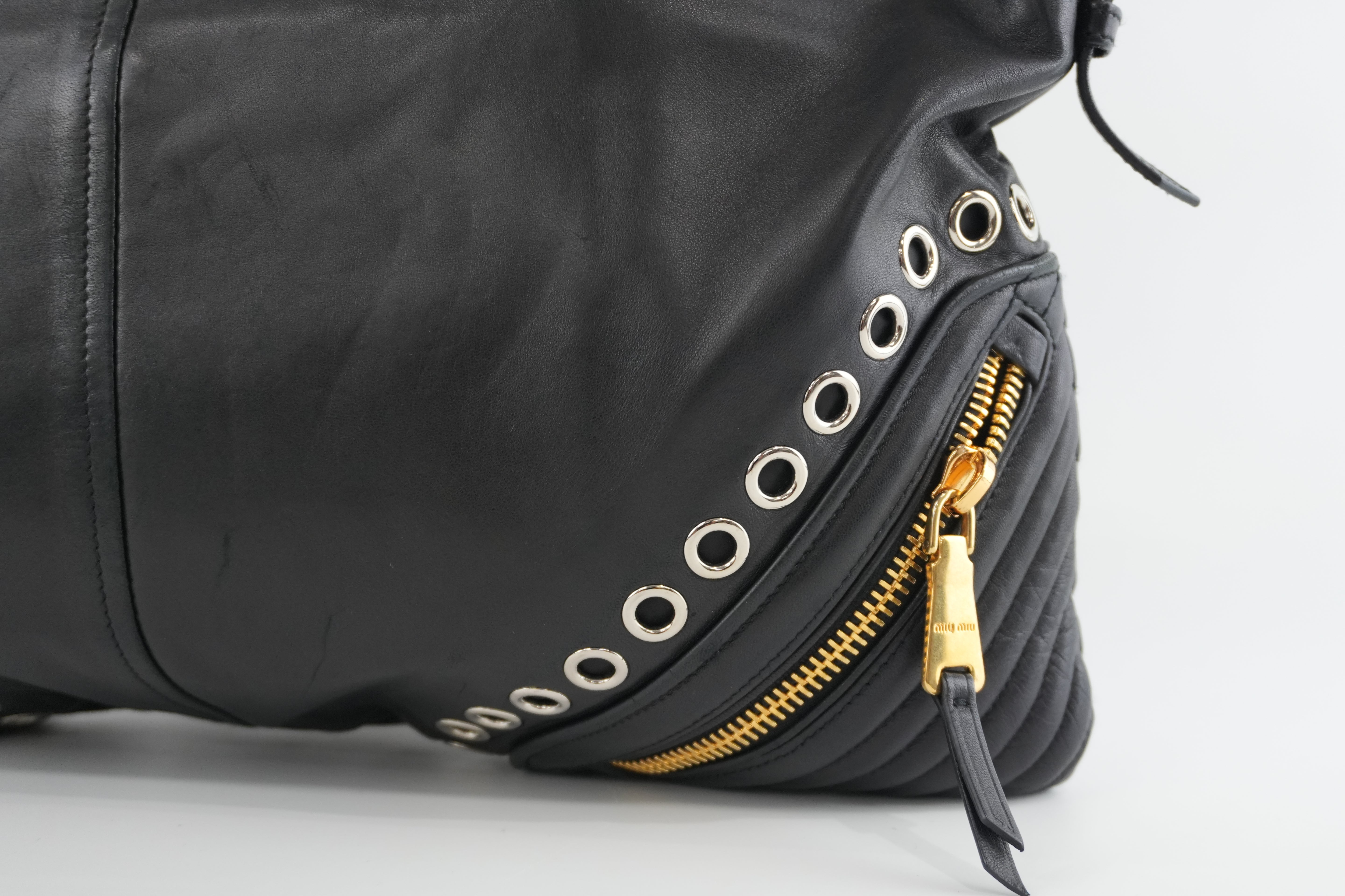 Miumiu Shoulder Bag Leather Black Used