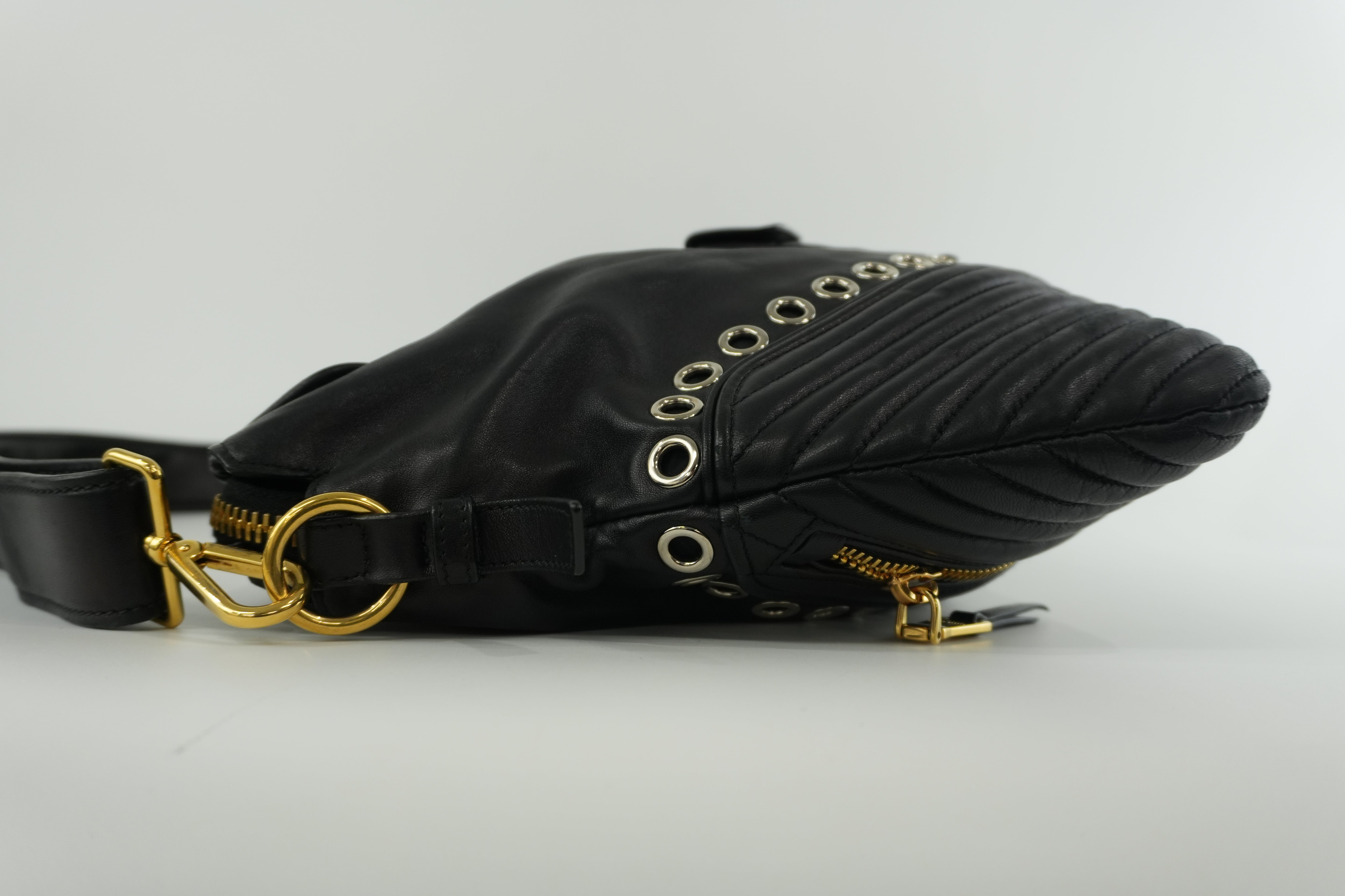 Miumiu Shoulder Bag Leather Black Used