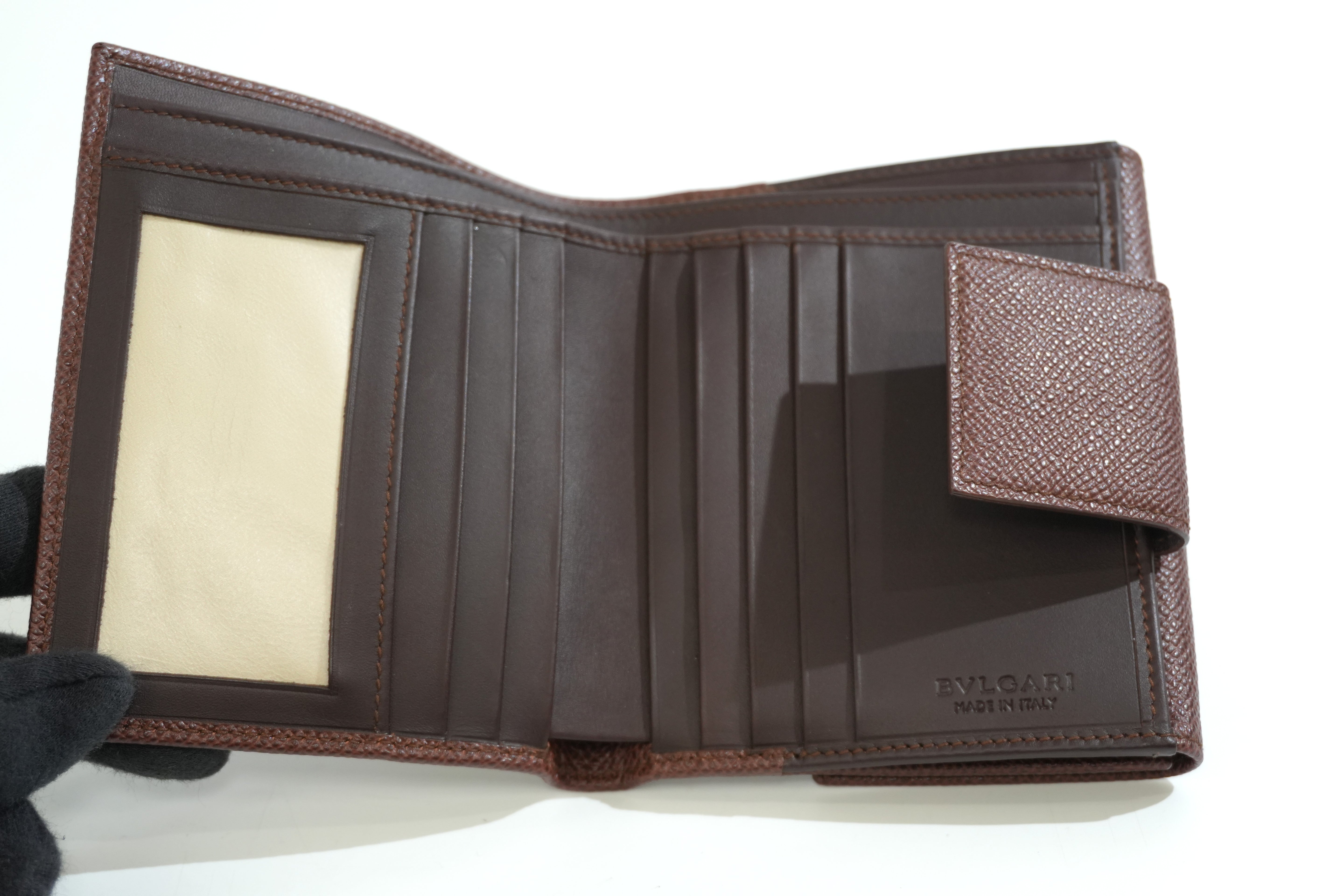 Pre-owned Bulgari Compact Wallet Brown