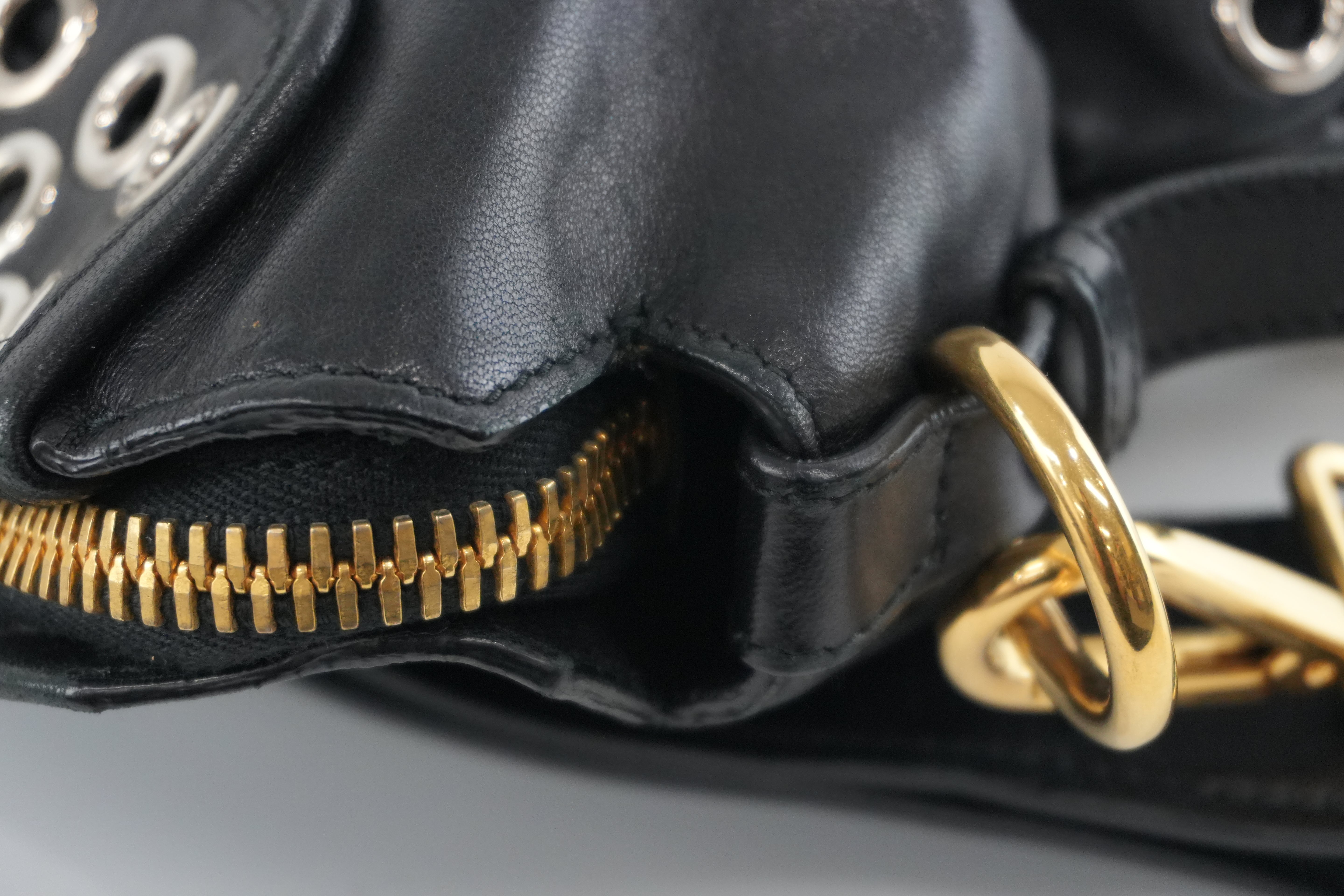 Miumiu Shoulder Bag Leather Black Used