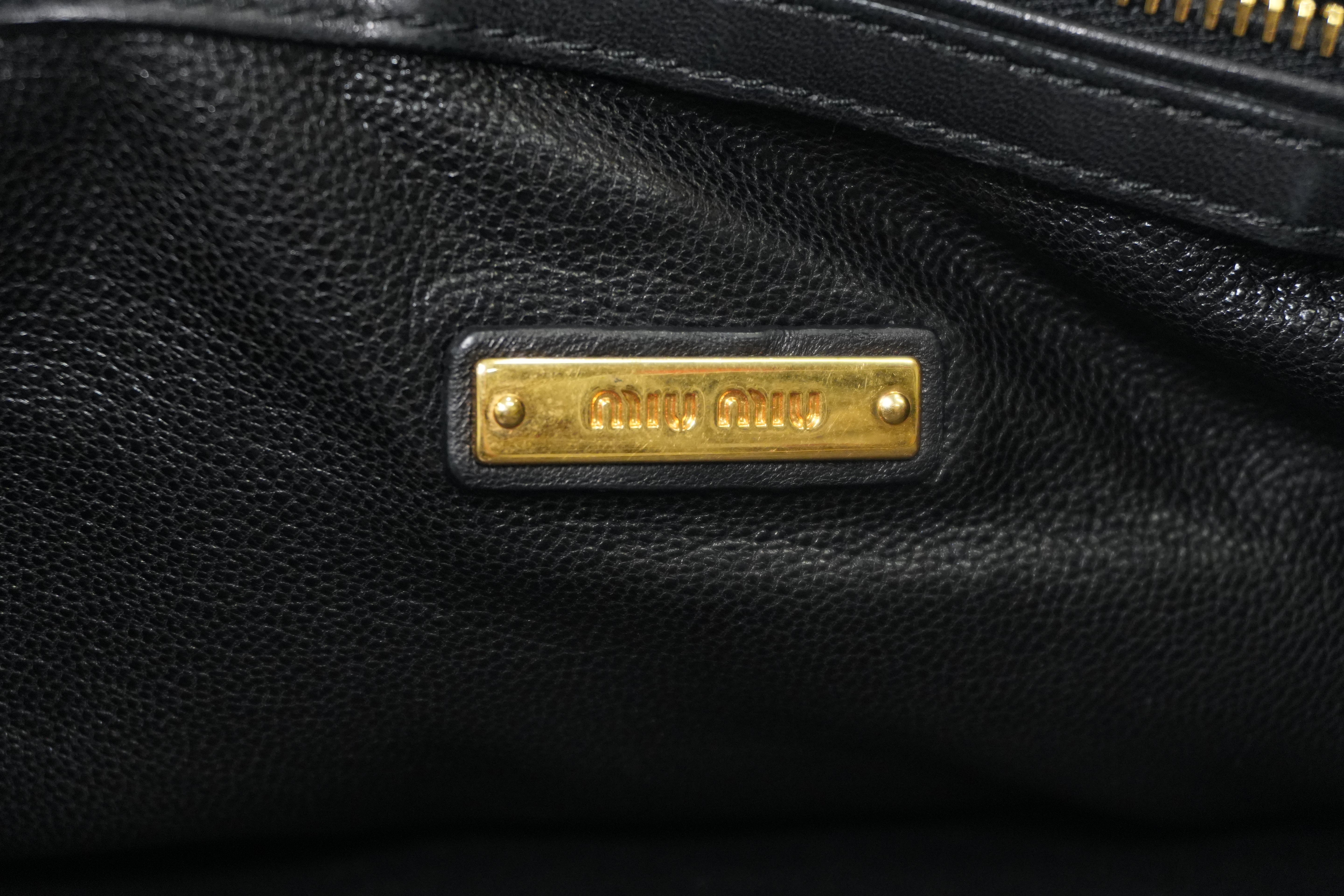 Miumiu Shoulder Bag Leather Black Used