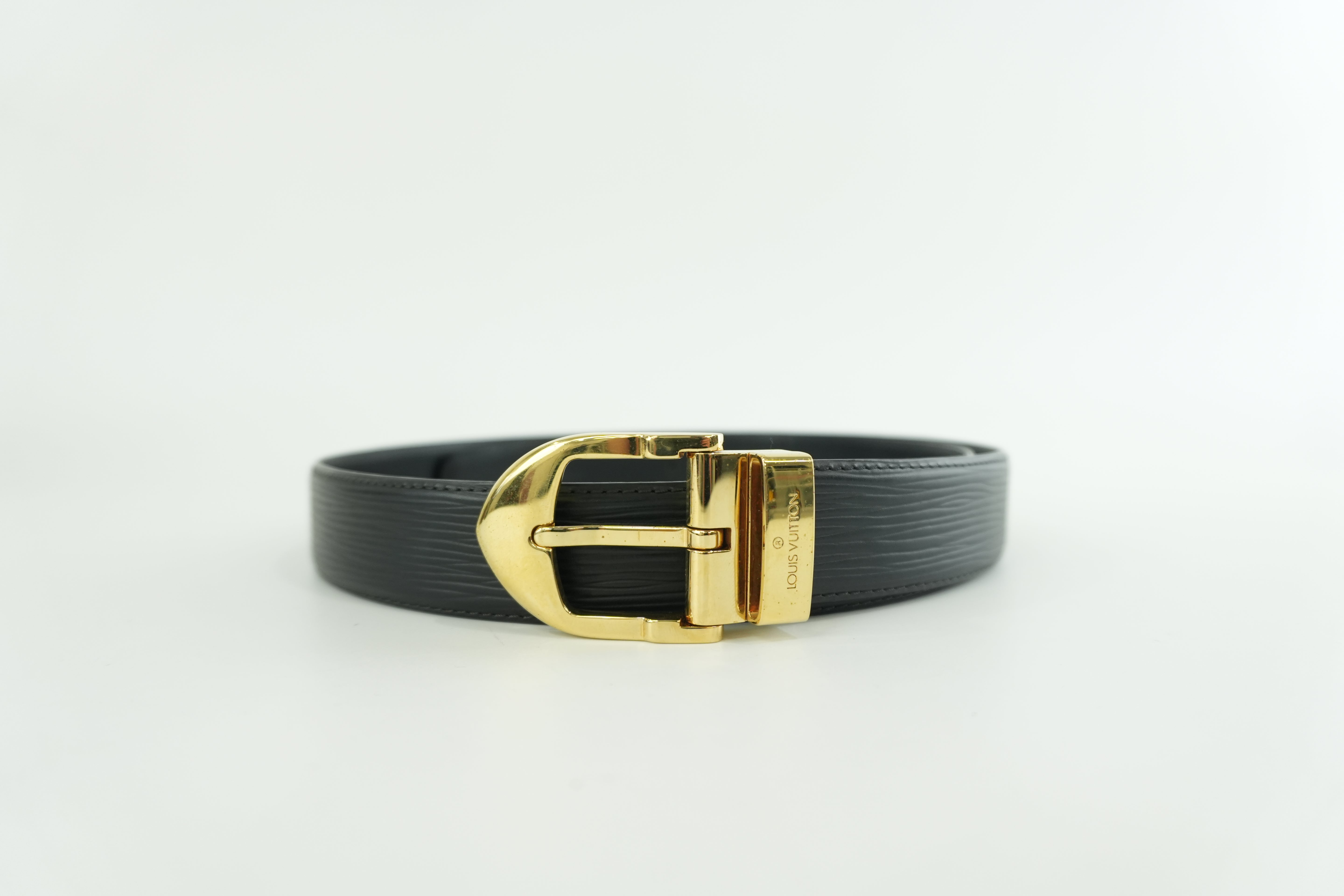 Pre-owned Louis Vuitton Epi Belt Size 110 Black