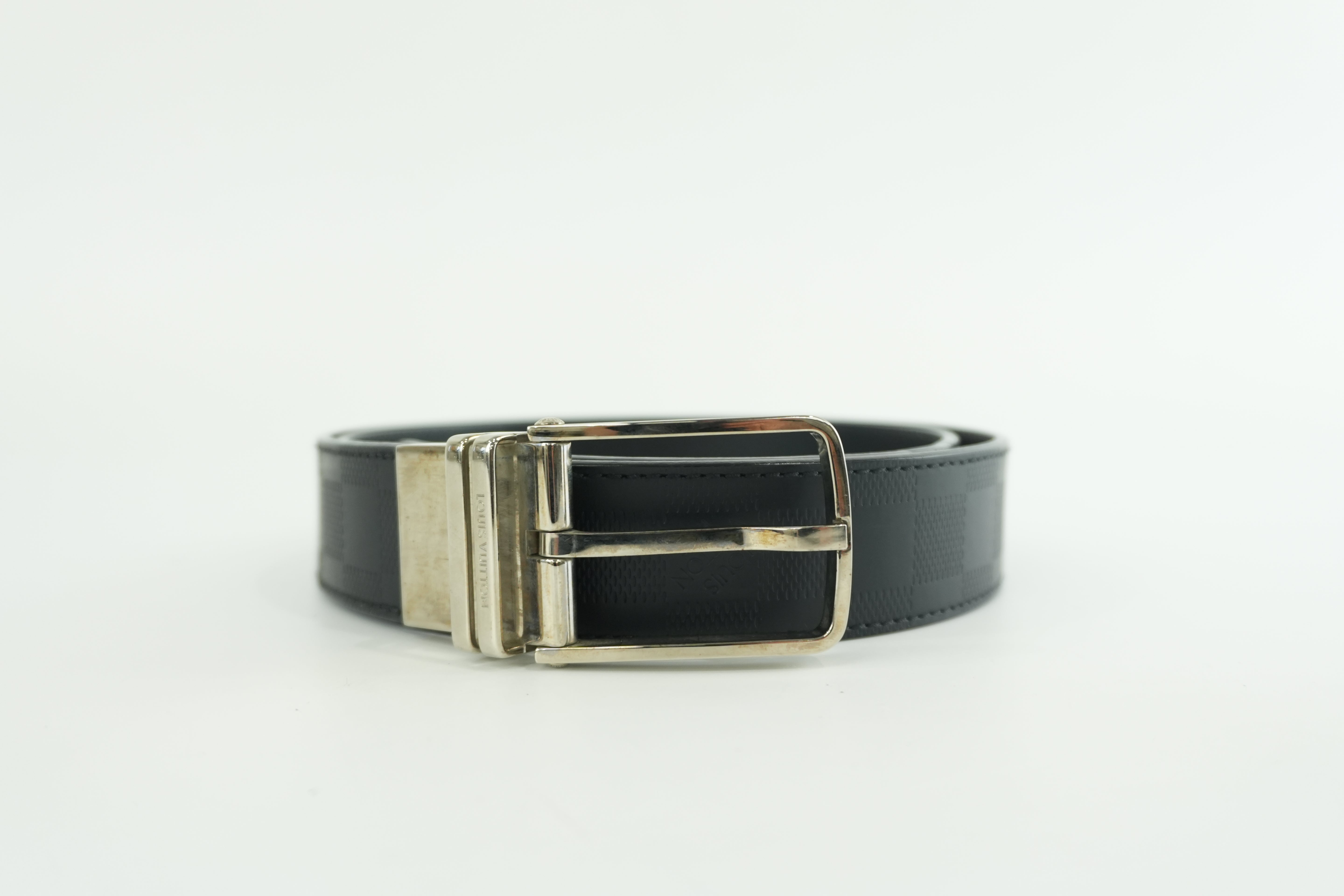 Pre-owned Louis Vuitton Belt Size 95 Black