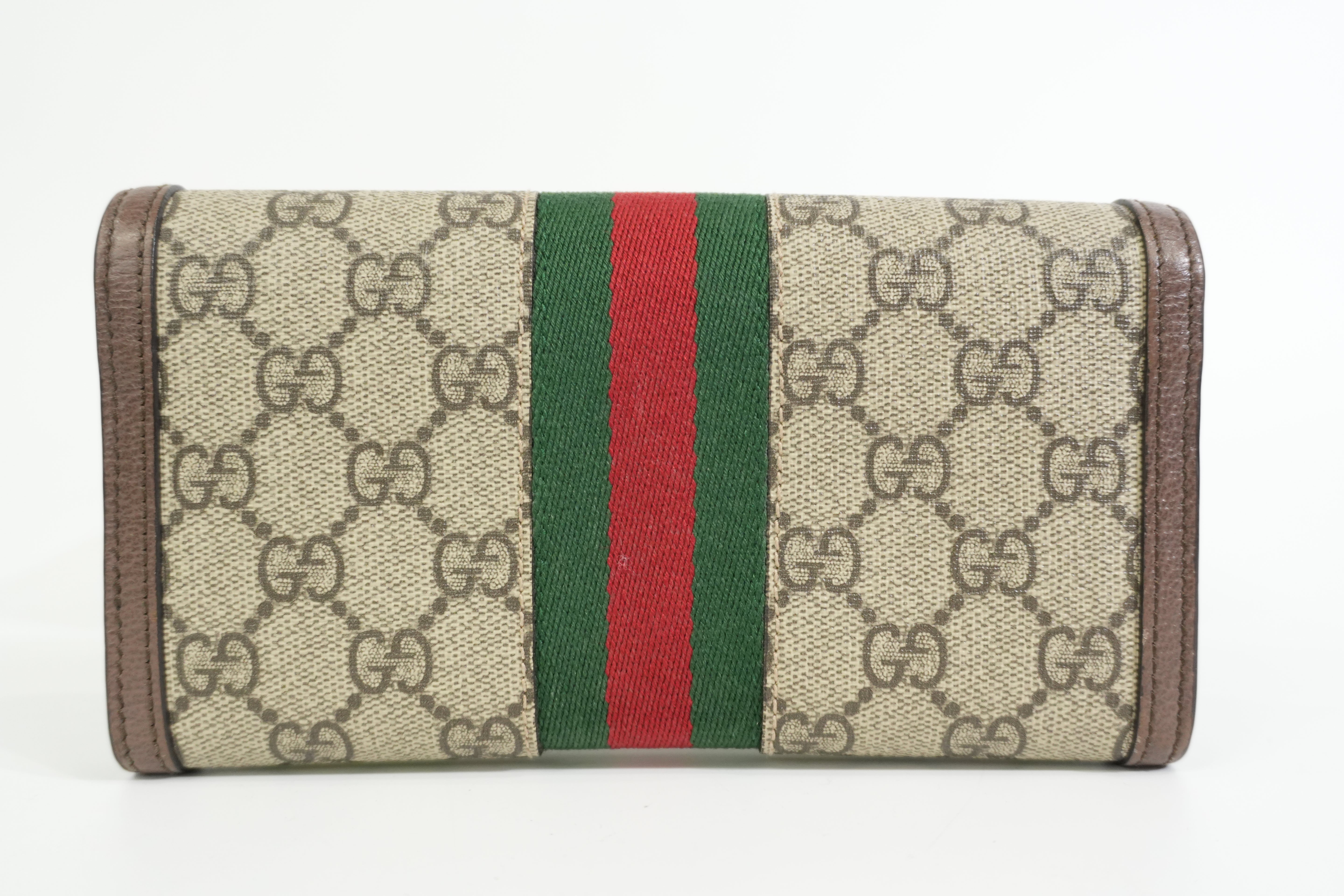 Pre-owned Gucci Ophidia Long Wallet Brown