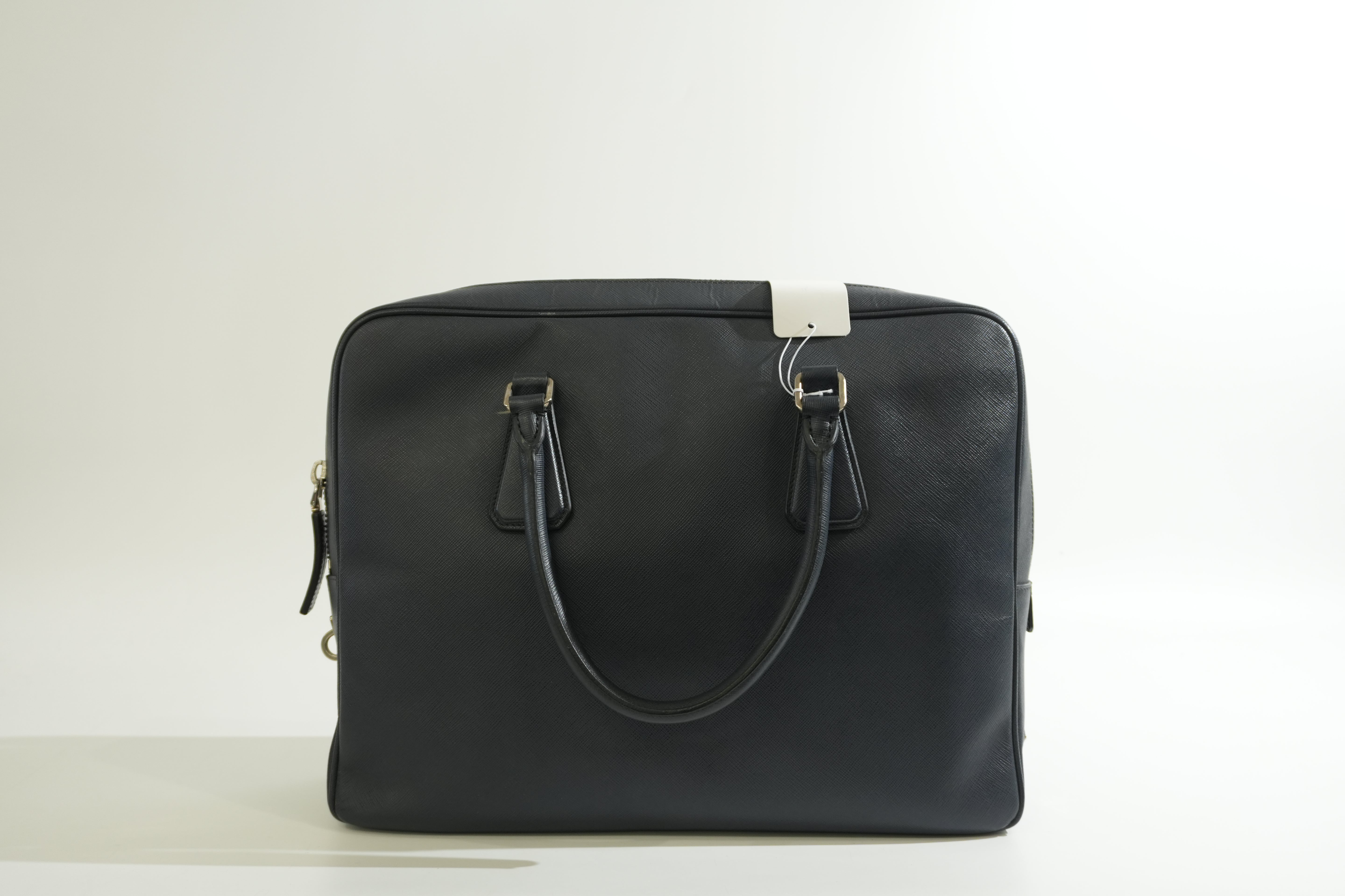 Pre-owned Prada Briefcase Saffiano Navy Blue