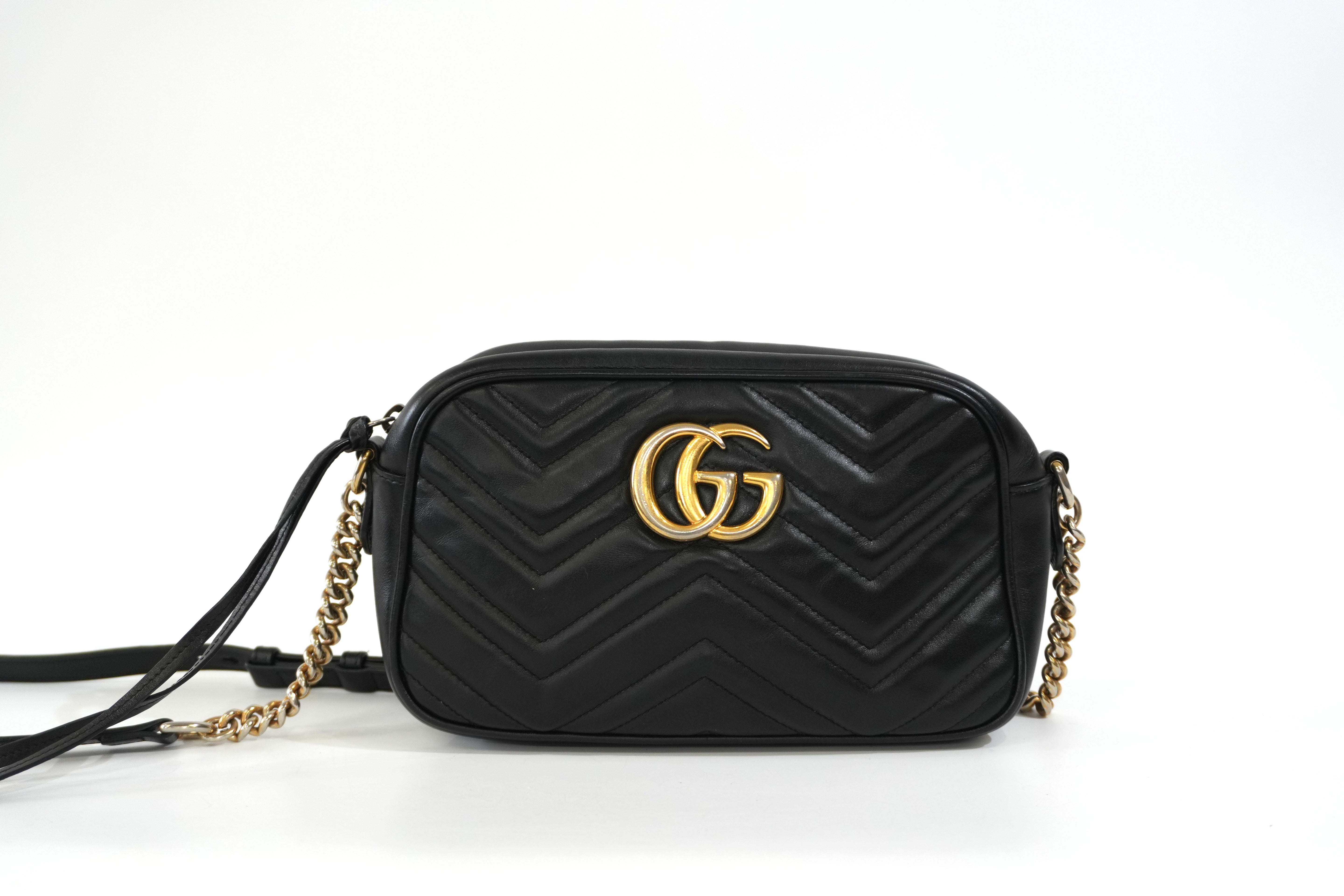 Pre-owned Gucci Leather Marmont Crossbody Bag Black