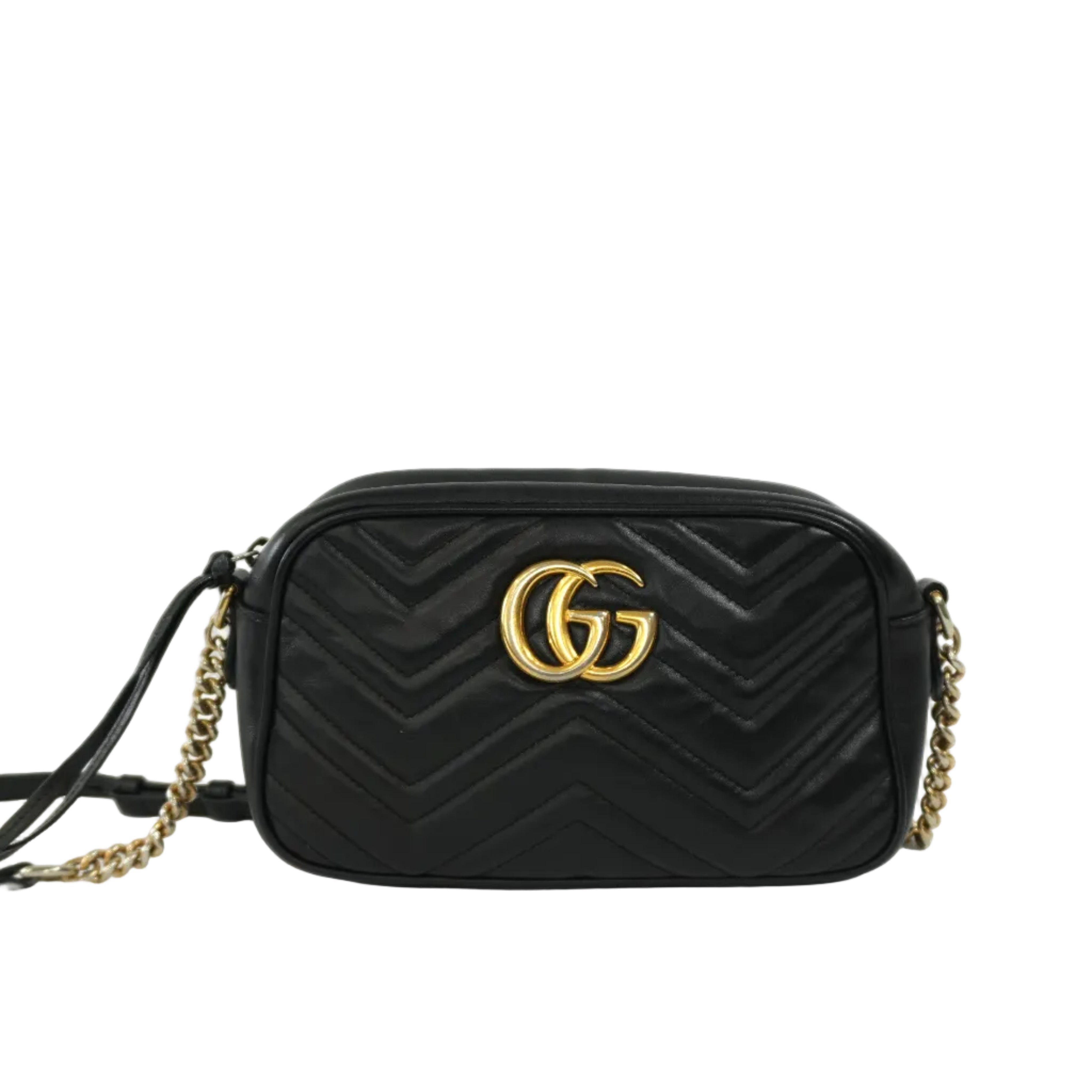 Pre-owned Gucci Leather Marmont Crossbody Bag Black