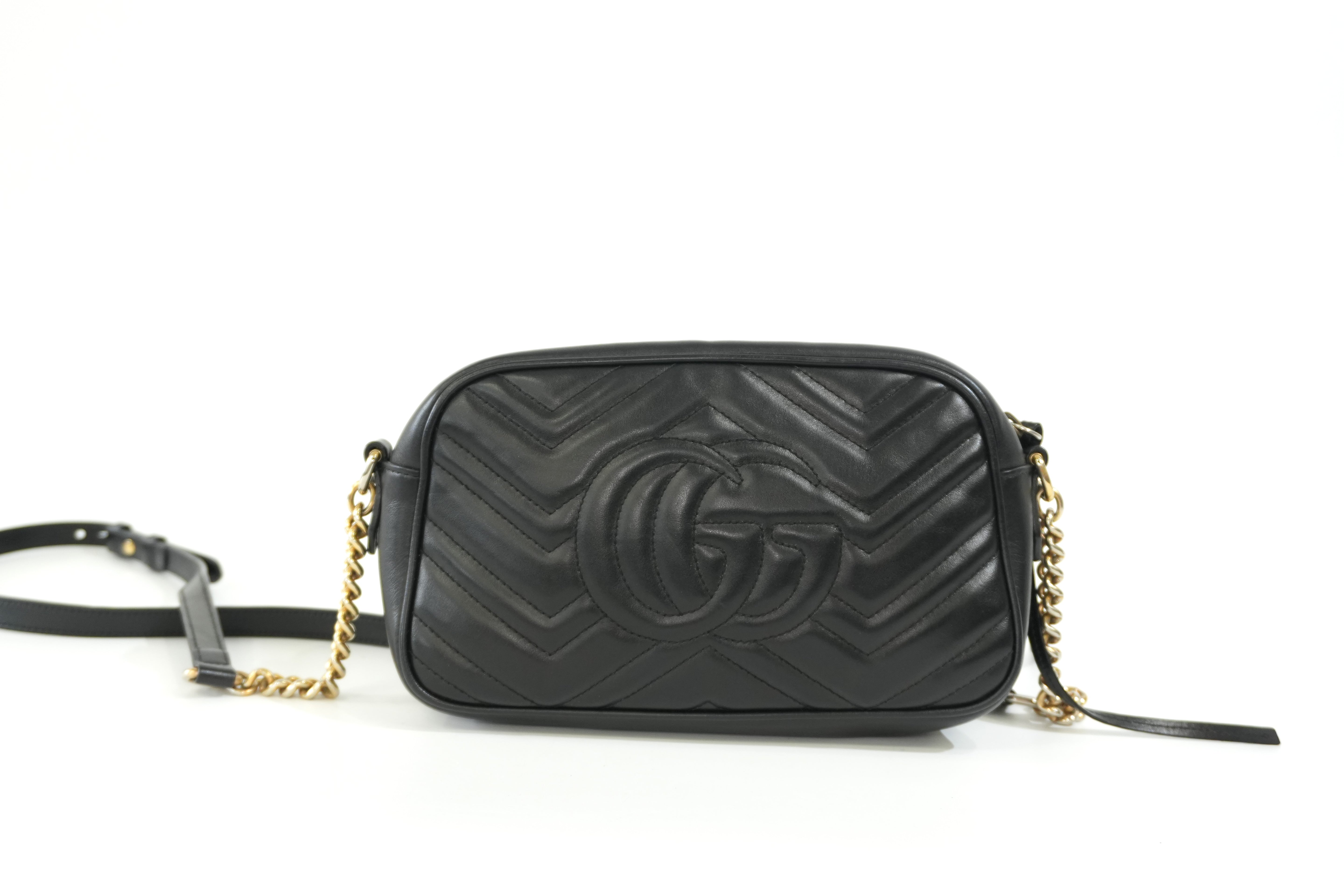 Pre-owned Gucci Leather Marmont Crossbody Bag Black