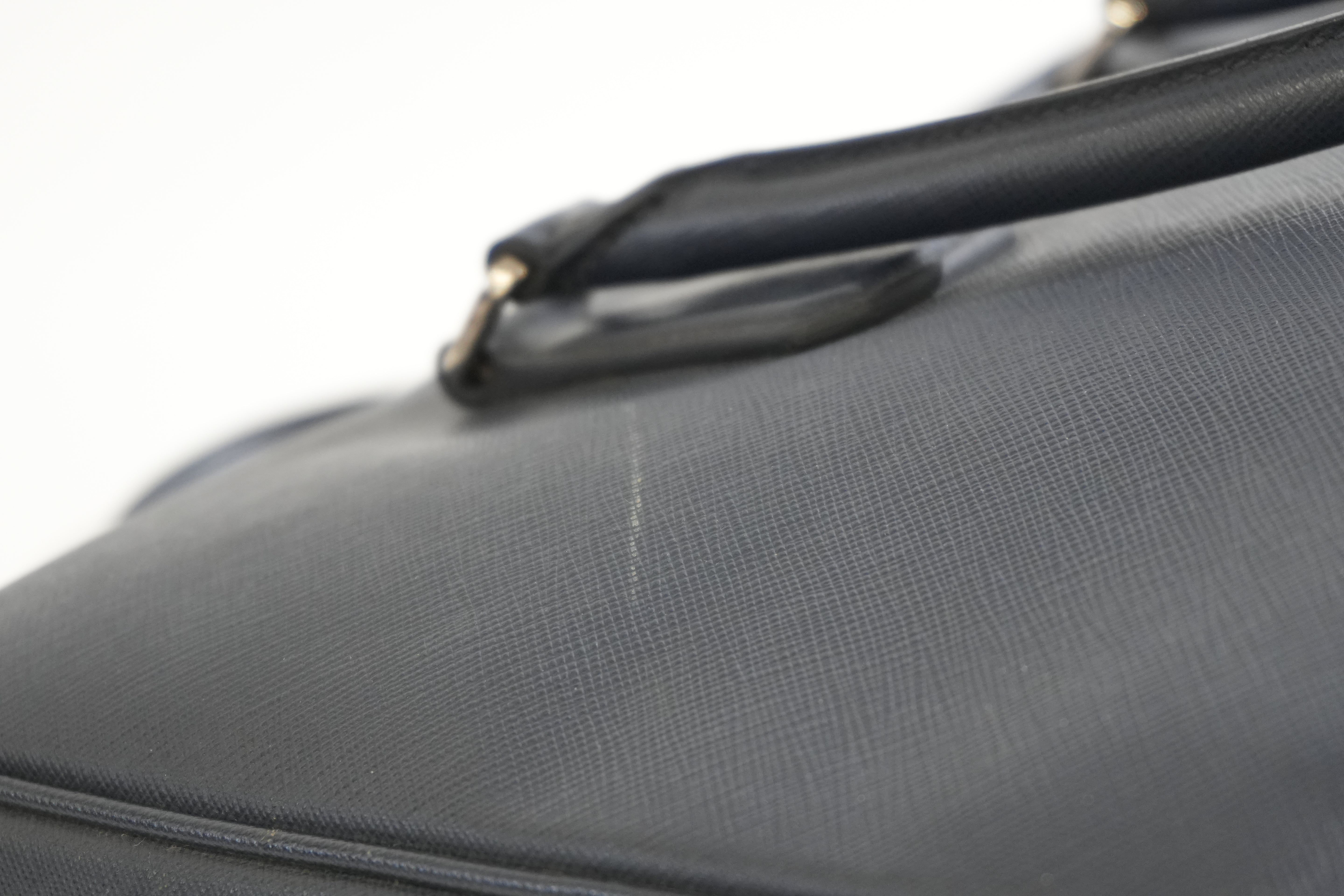 Pre-owned Prada Briefcase Saffiano Navy Blue