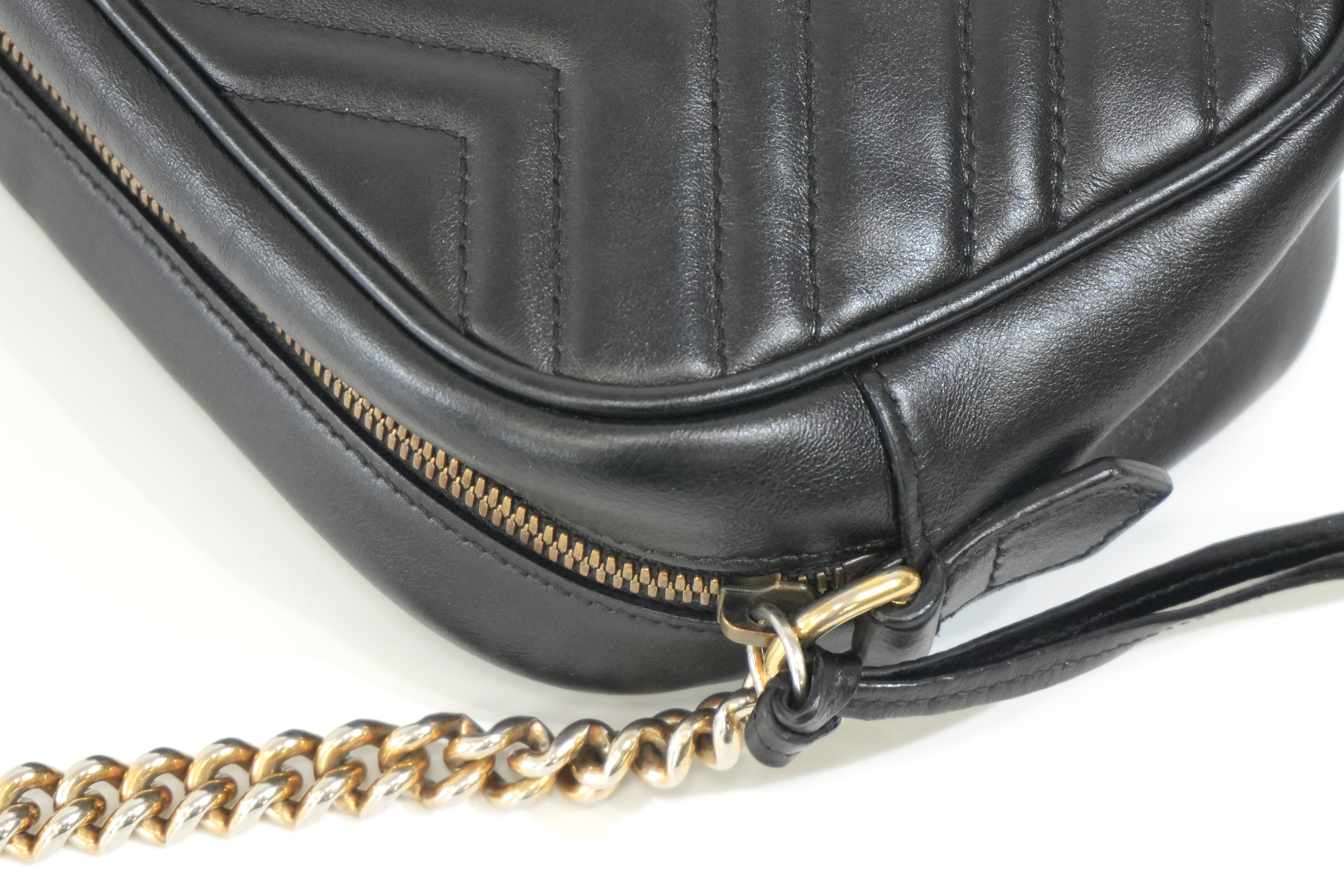 Pre-owned Gucci Leather Marmont Crossbody Bag Black