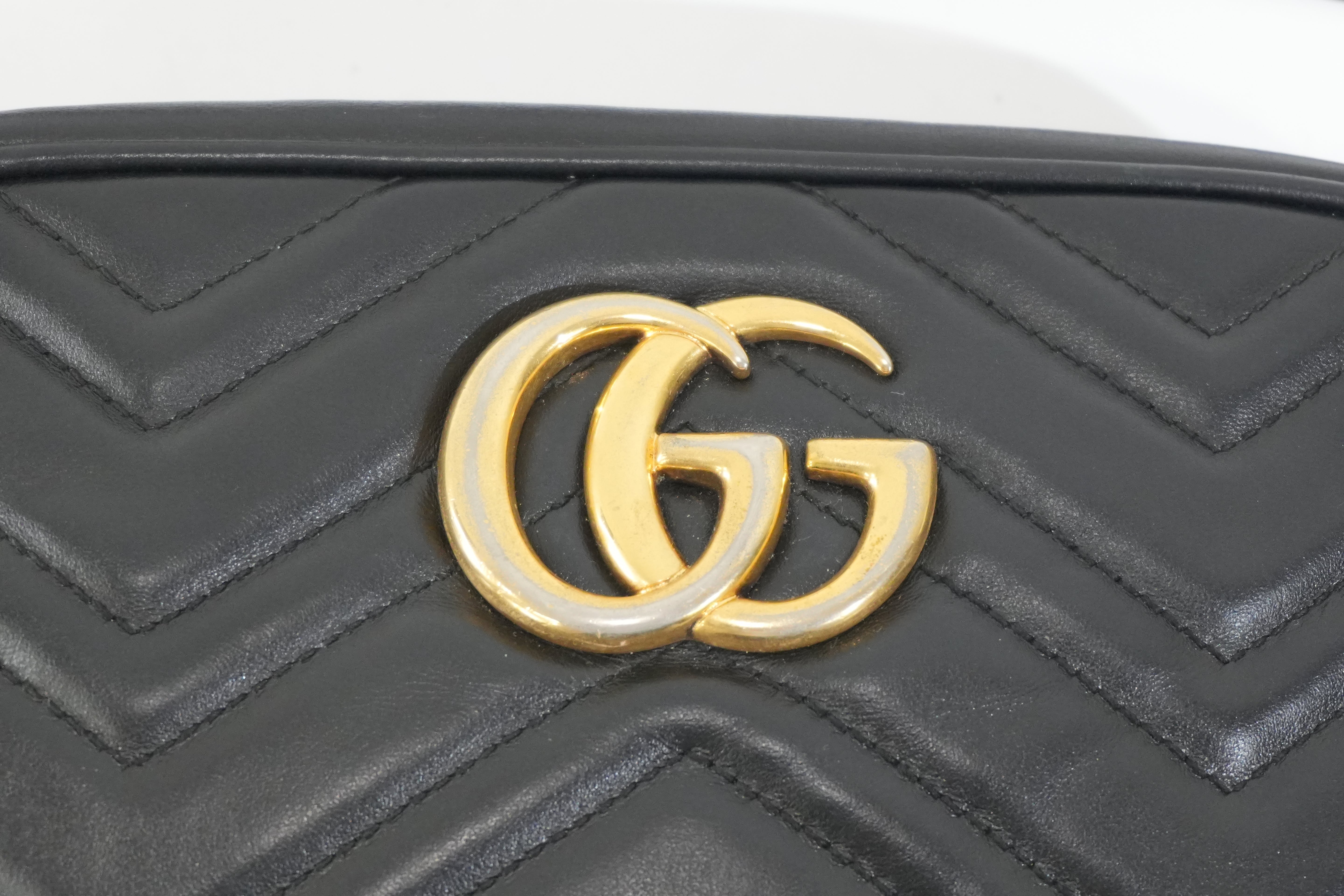 Pre-owned Gucci Leather Marmont Crossbody Bag Black
