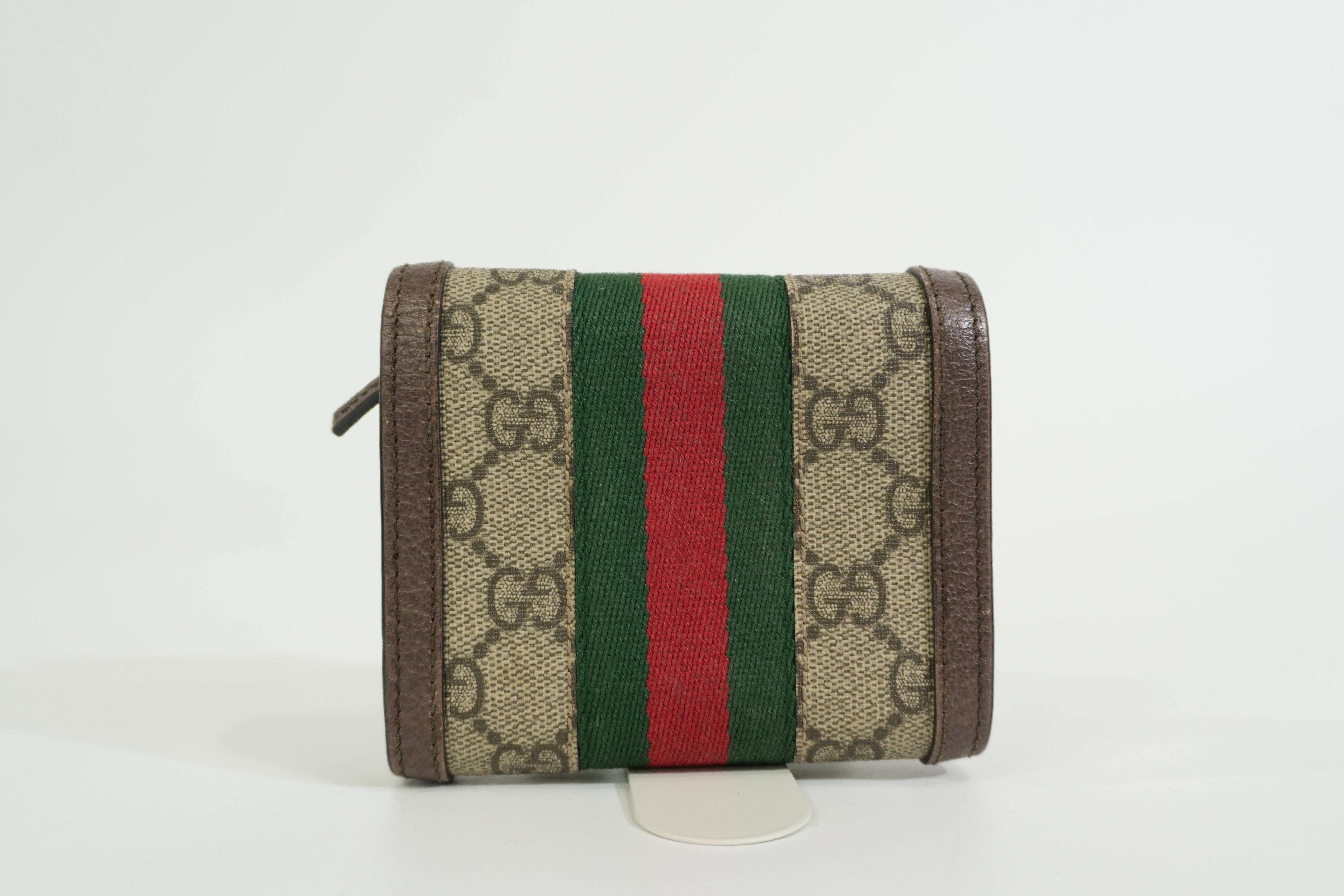 Pre-owned Gucci Ophidia Trifold Wallet Brown