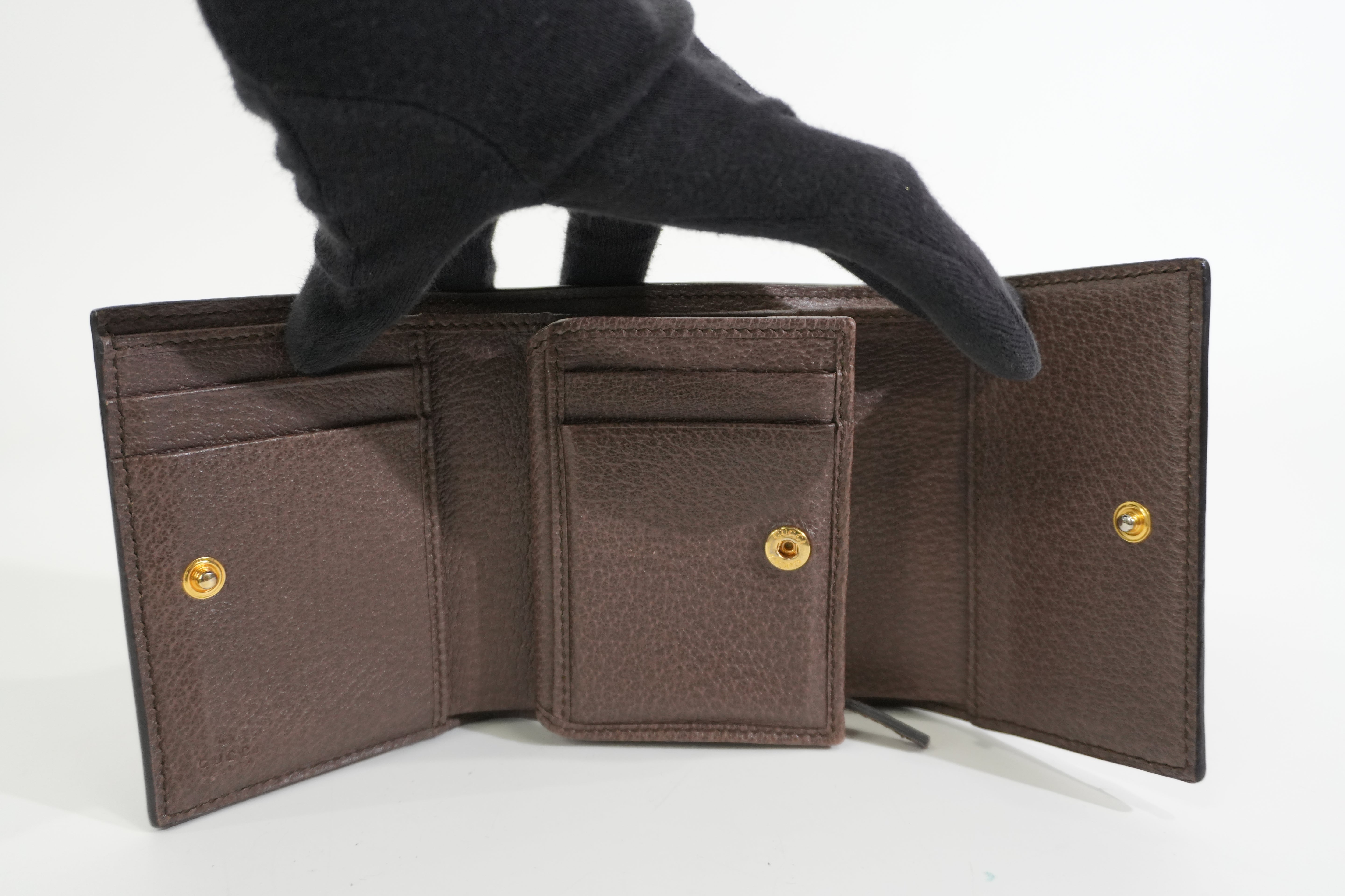 Pre-owned Gucci Ophidia Trifold Wallet Brown