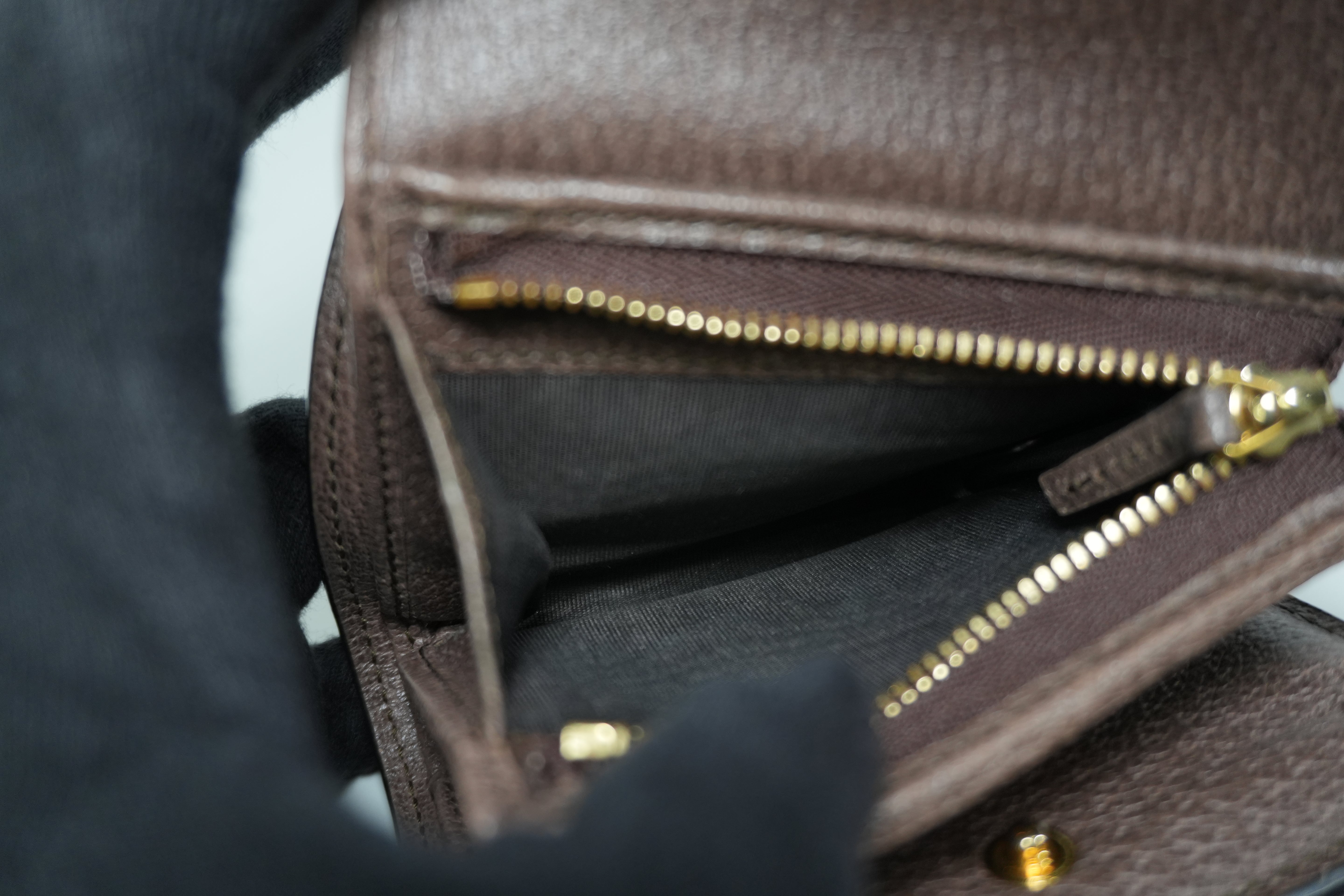 Pre-owned Gucci Ophidia Trifold Wallet Brown