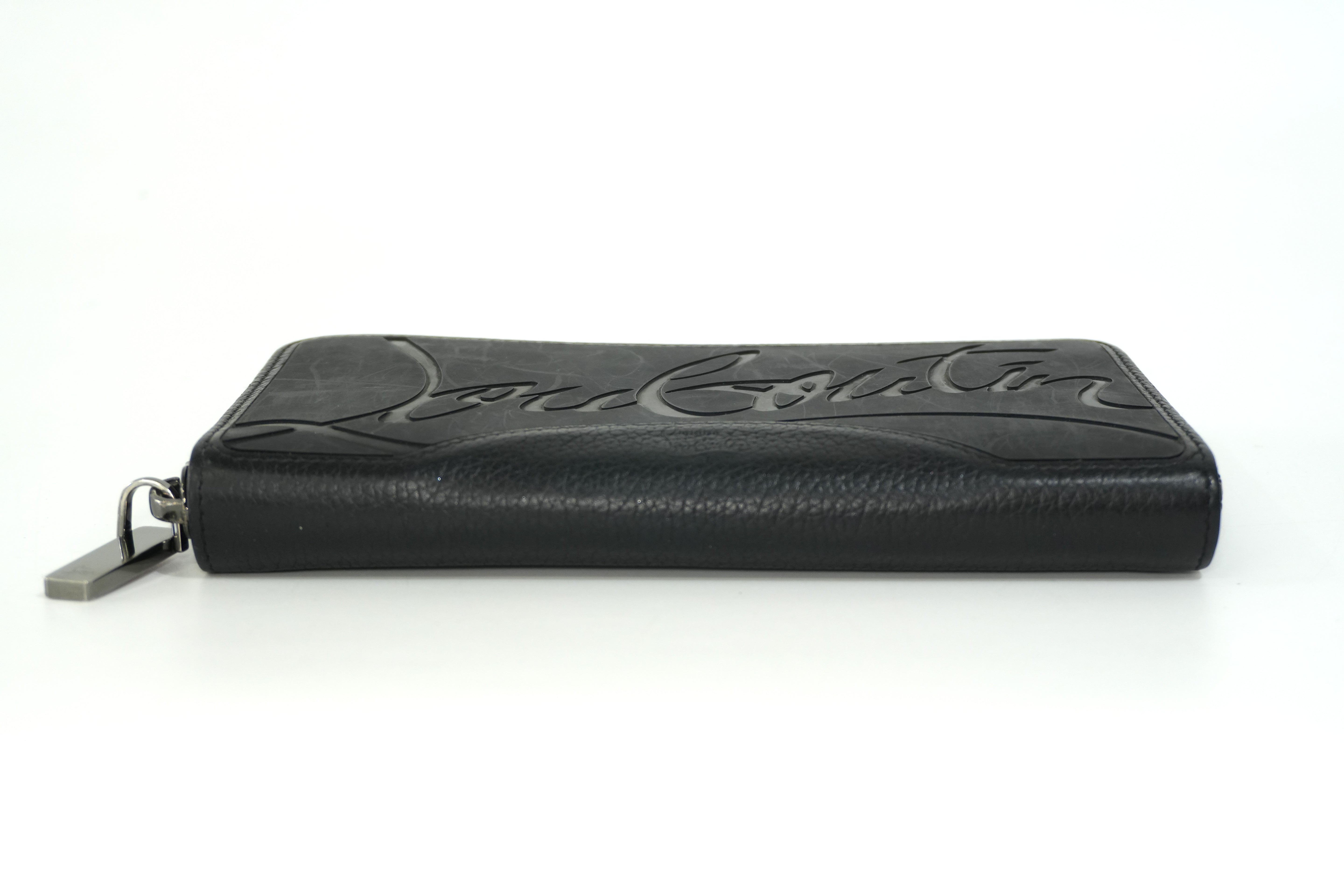 Pre-owned Louboutin Leather Zippy Long Wallet Black