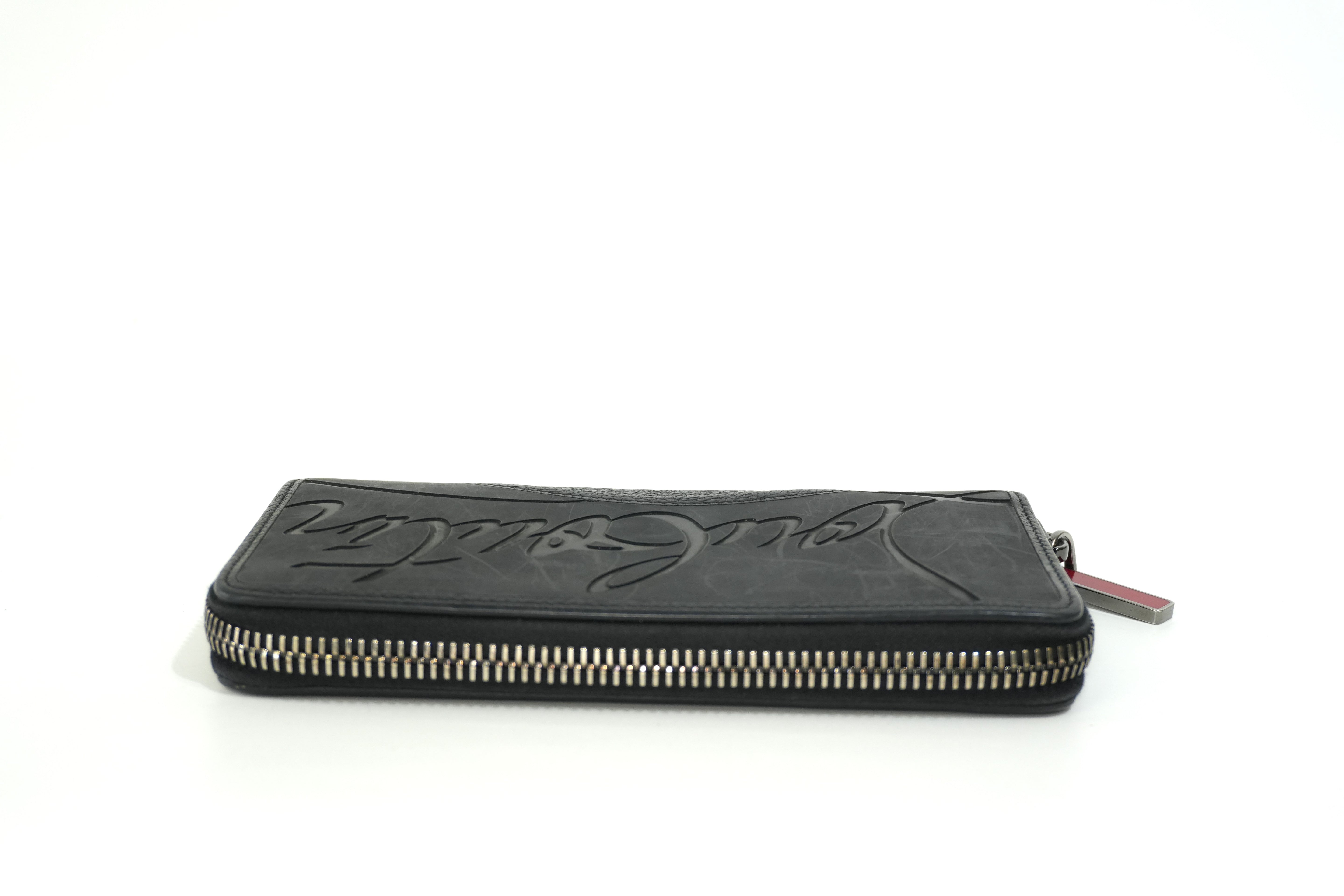 Pre-owned Louboutin Leather Zippy Long Wallet Black