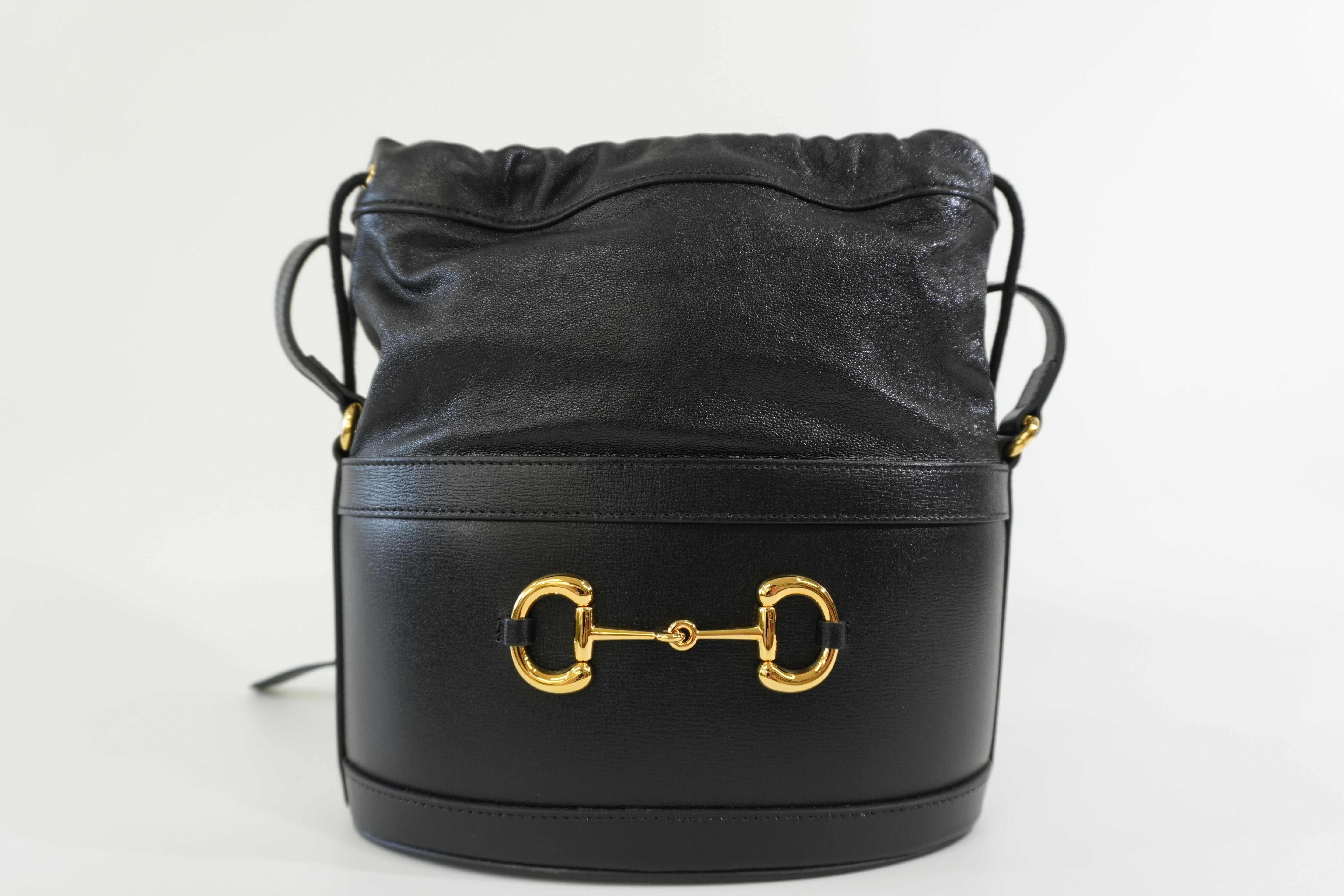 Pre-owned Gucci 1955 Horsebit Bucket Shoulder Bag Black