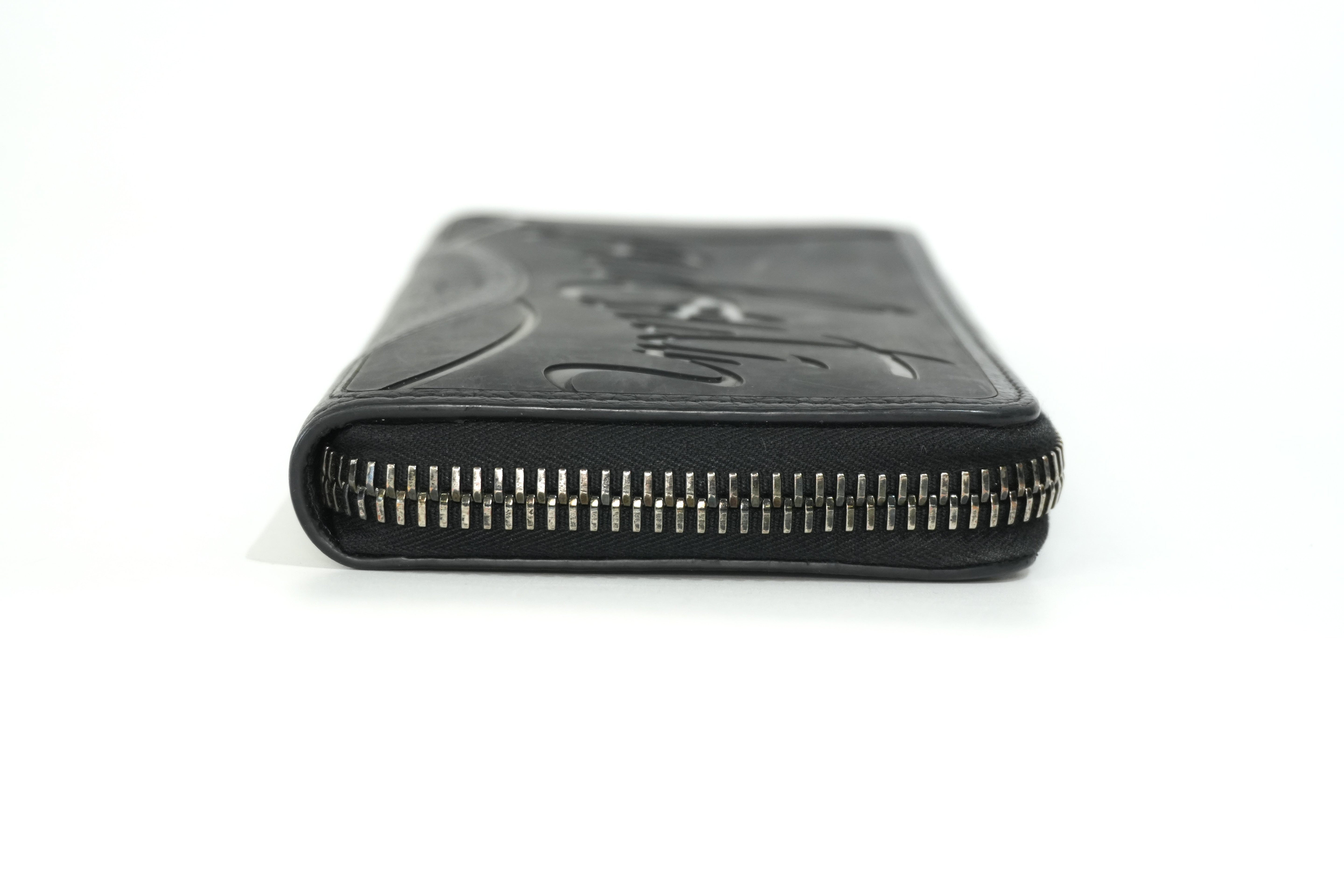 Pre-owned Louboutin Leather Zippy Long Wallet Black