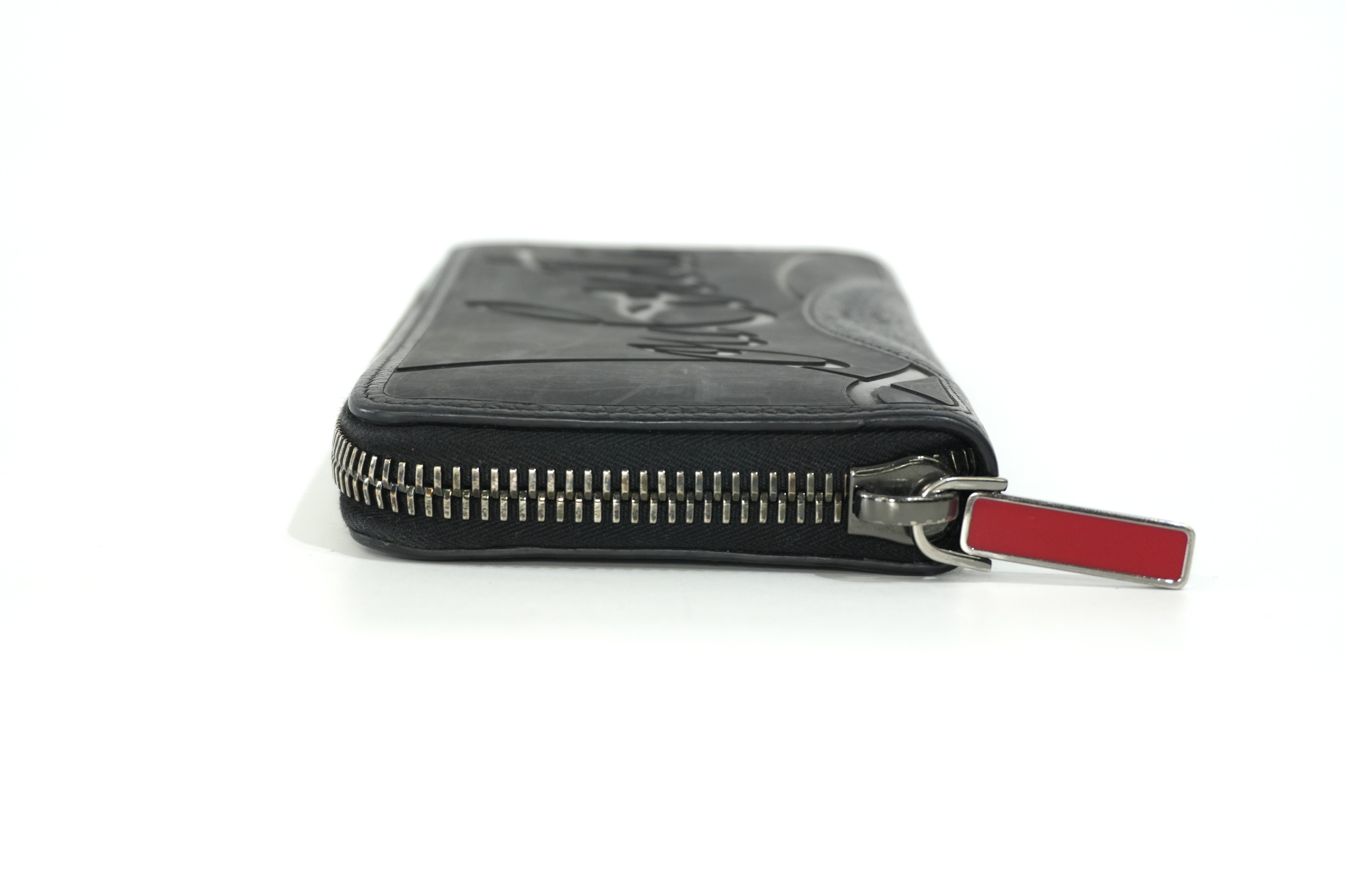 Pre-owned Louboutin Leather Zippy Long Wallet Black