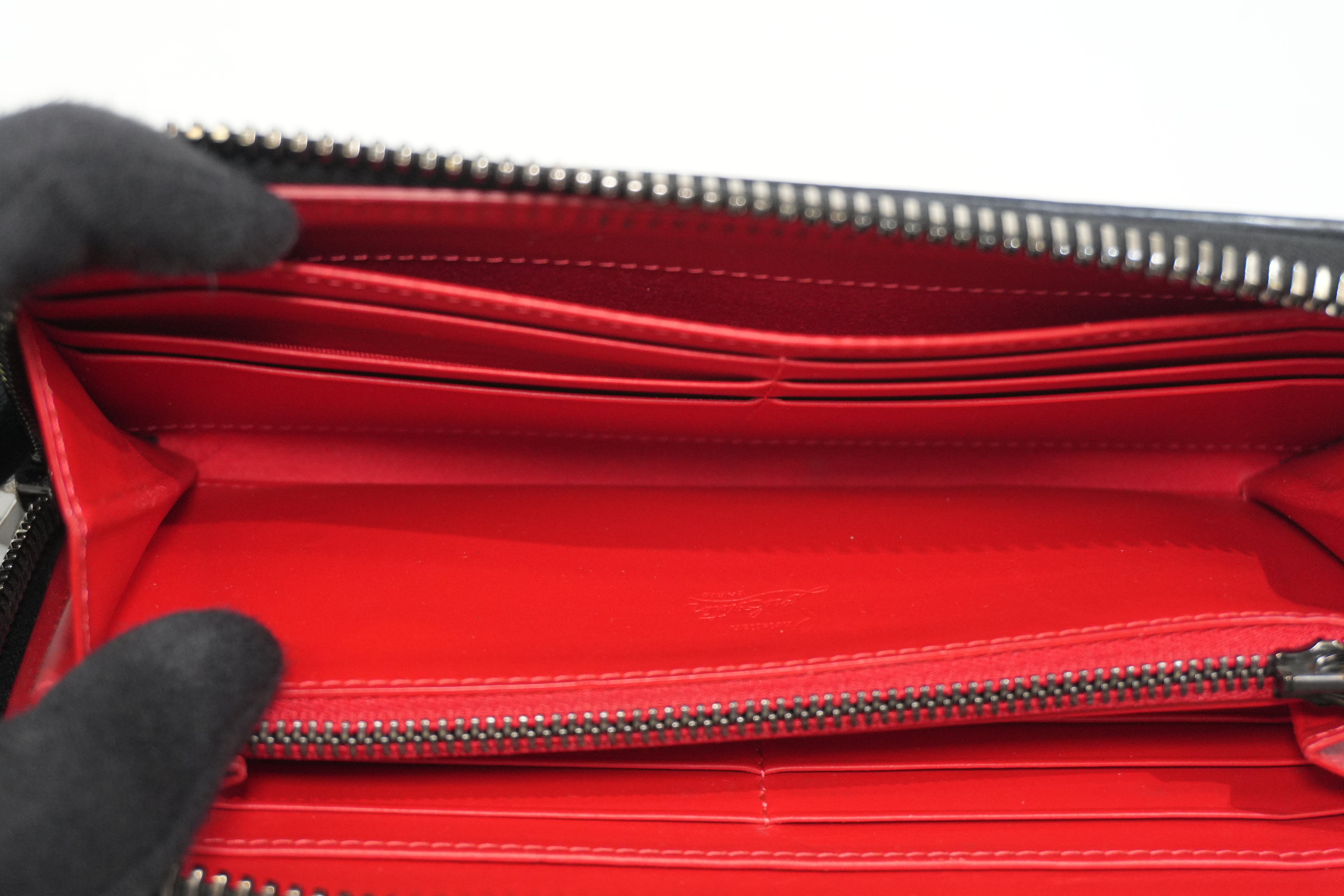 Pre-owned Louboutin Leather Zippy Long Wallet Black