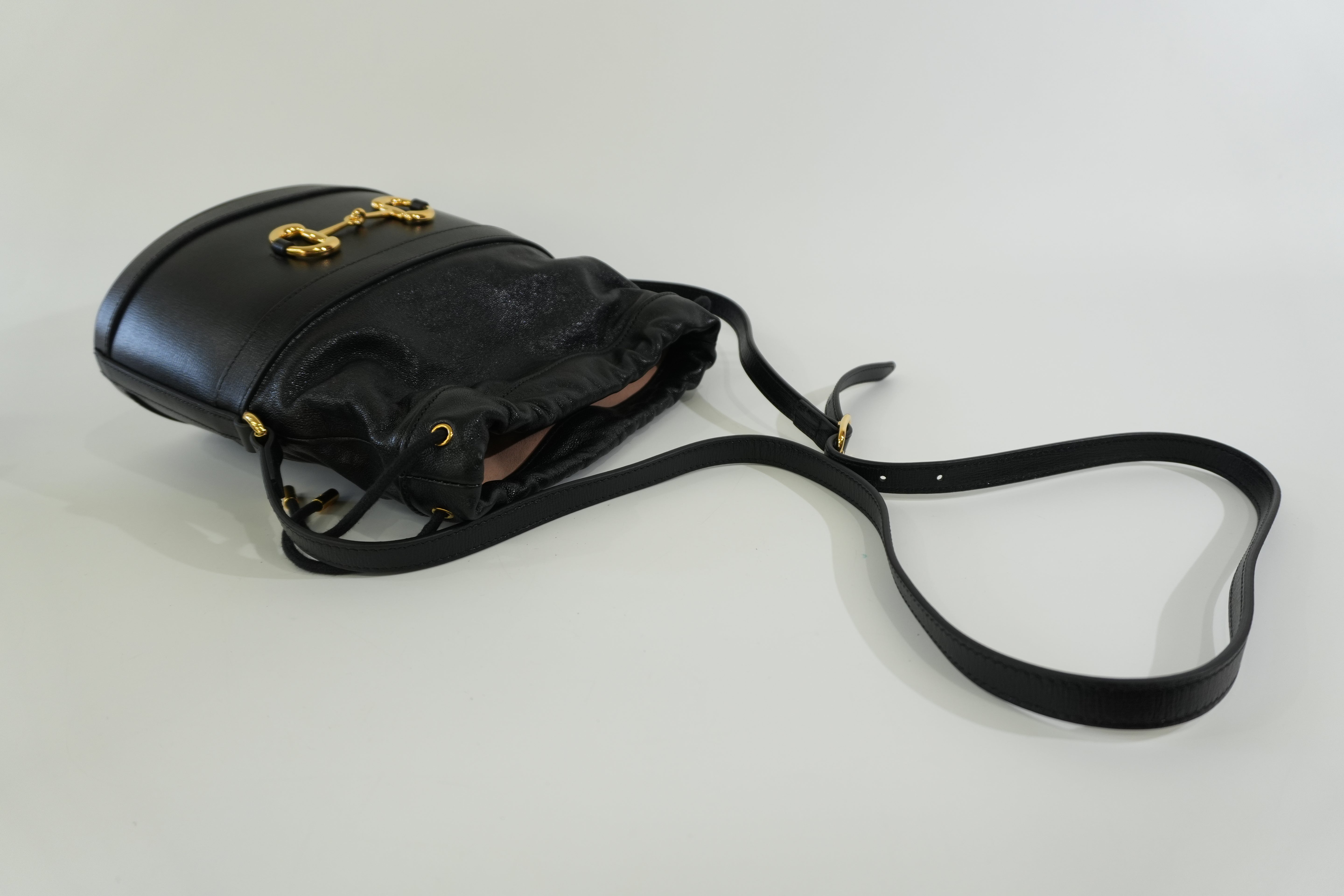Pre-owned Gucci 1955 Horsebit Bucket Shoulder Bag Black