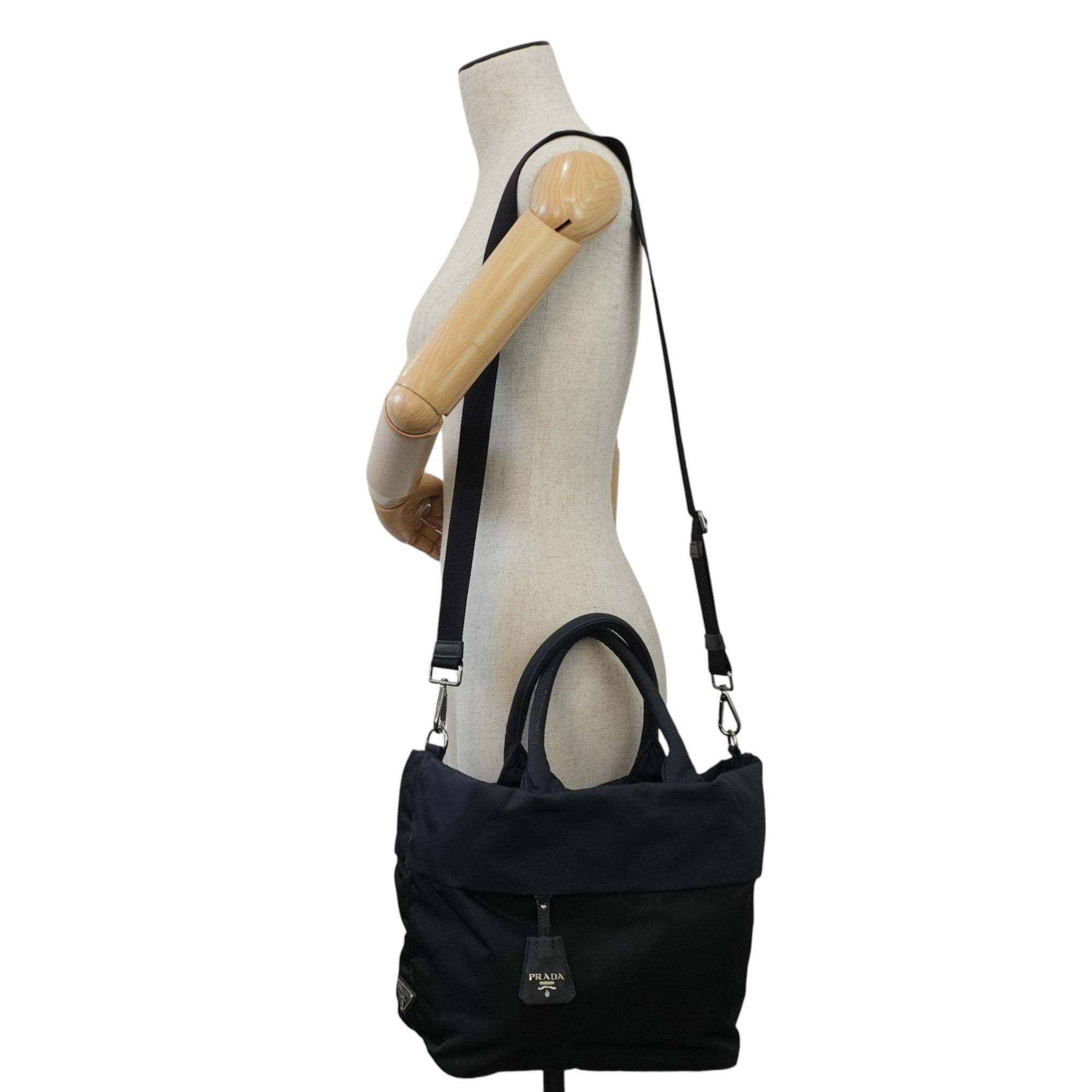 Prada Two Way Shoulder Bag Nylon Black and Blue Used