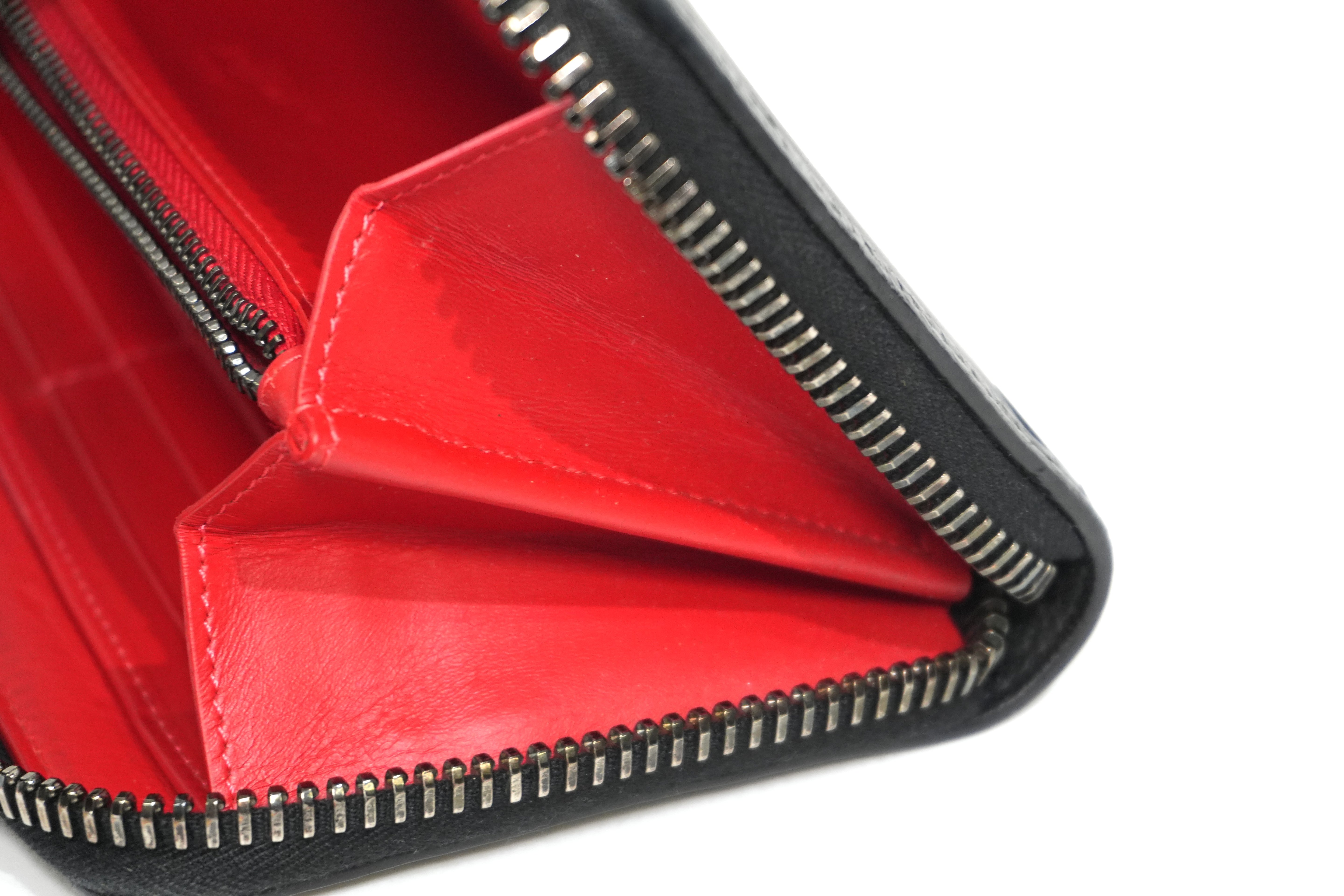 Pre-owned Louboutin Leather Zippy Long Wallet Black