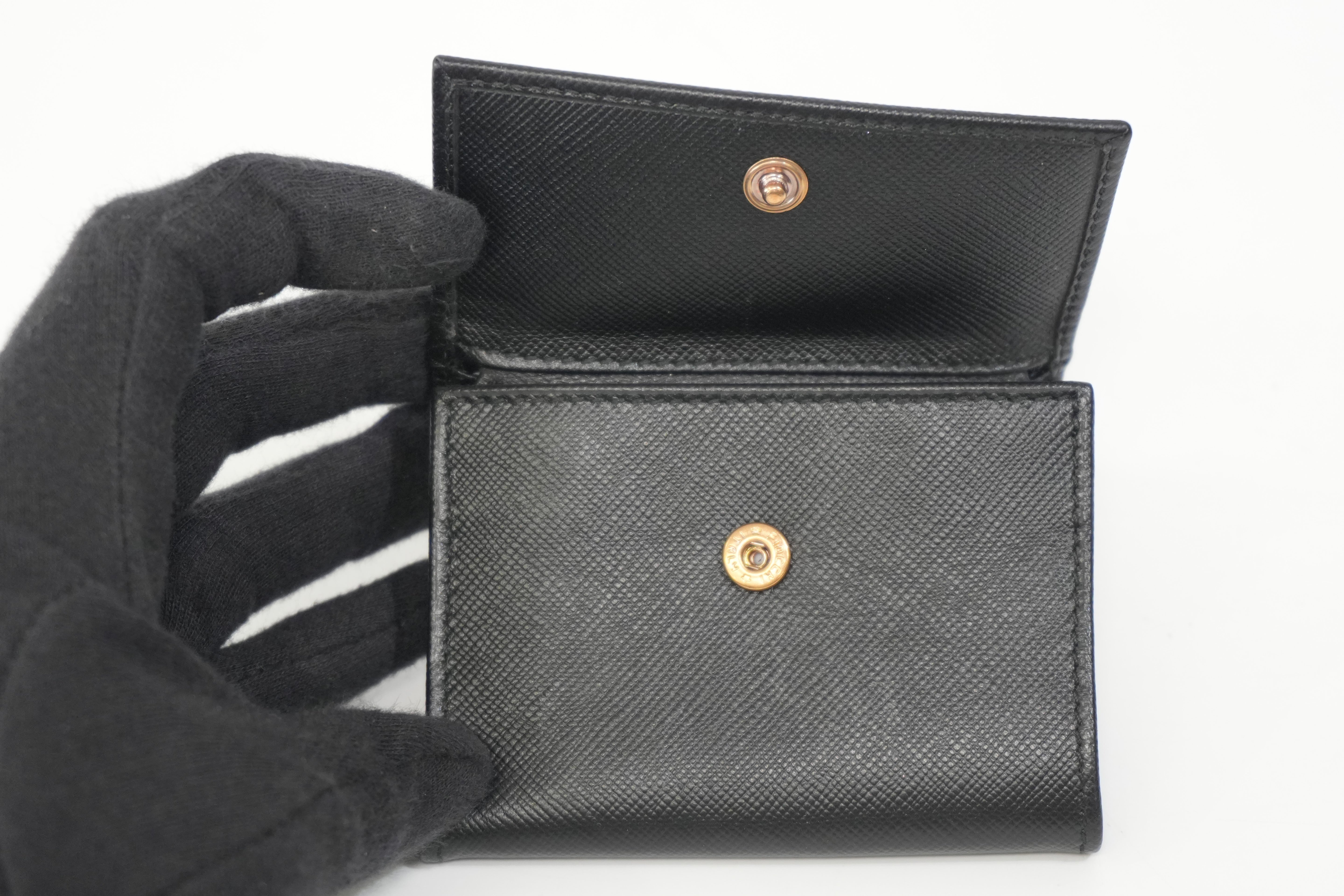 Pre-owned Prada Leather Coin Case Black