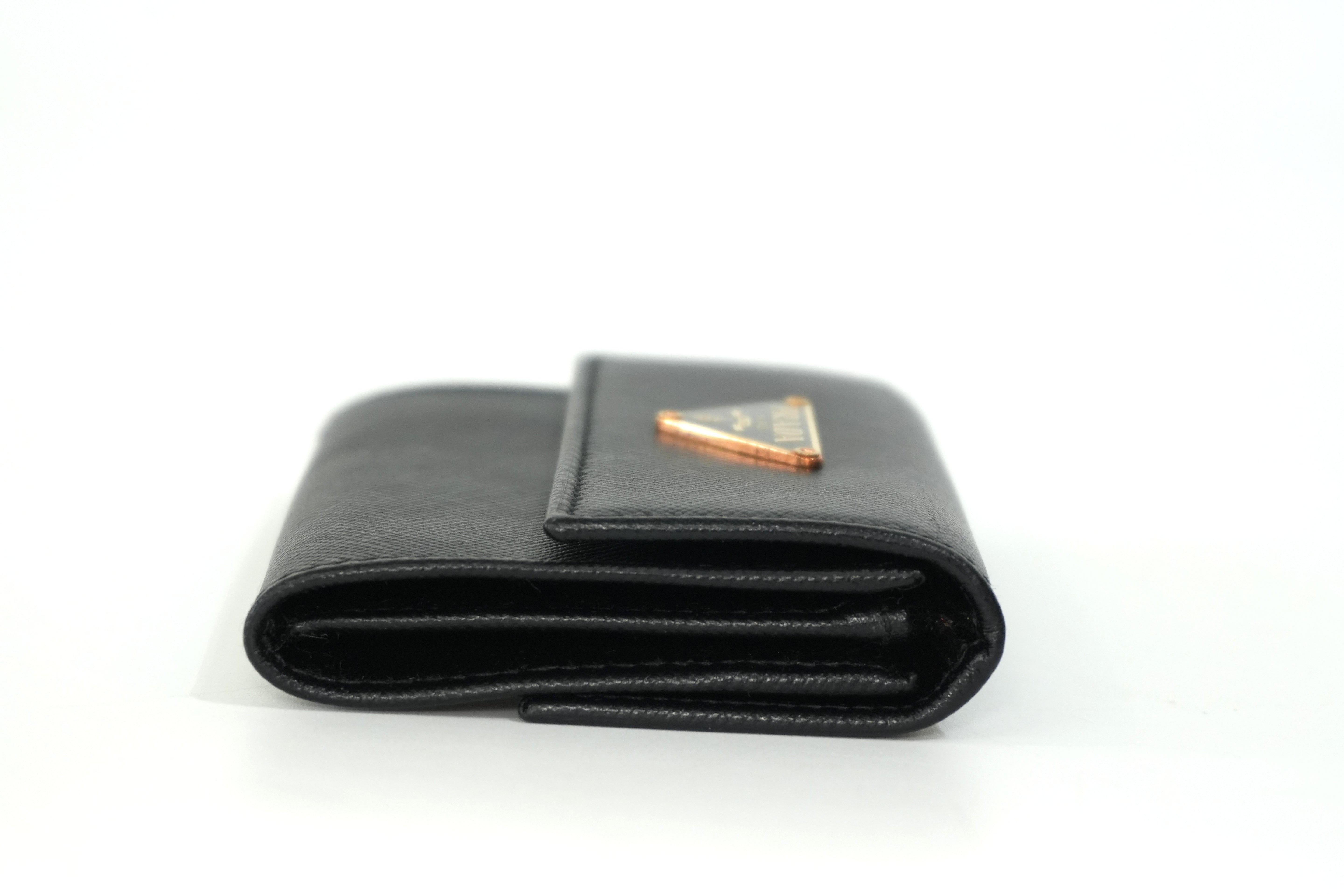 Pre-owned Prada Leather Coin Case Black