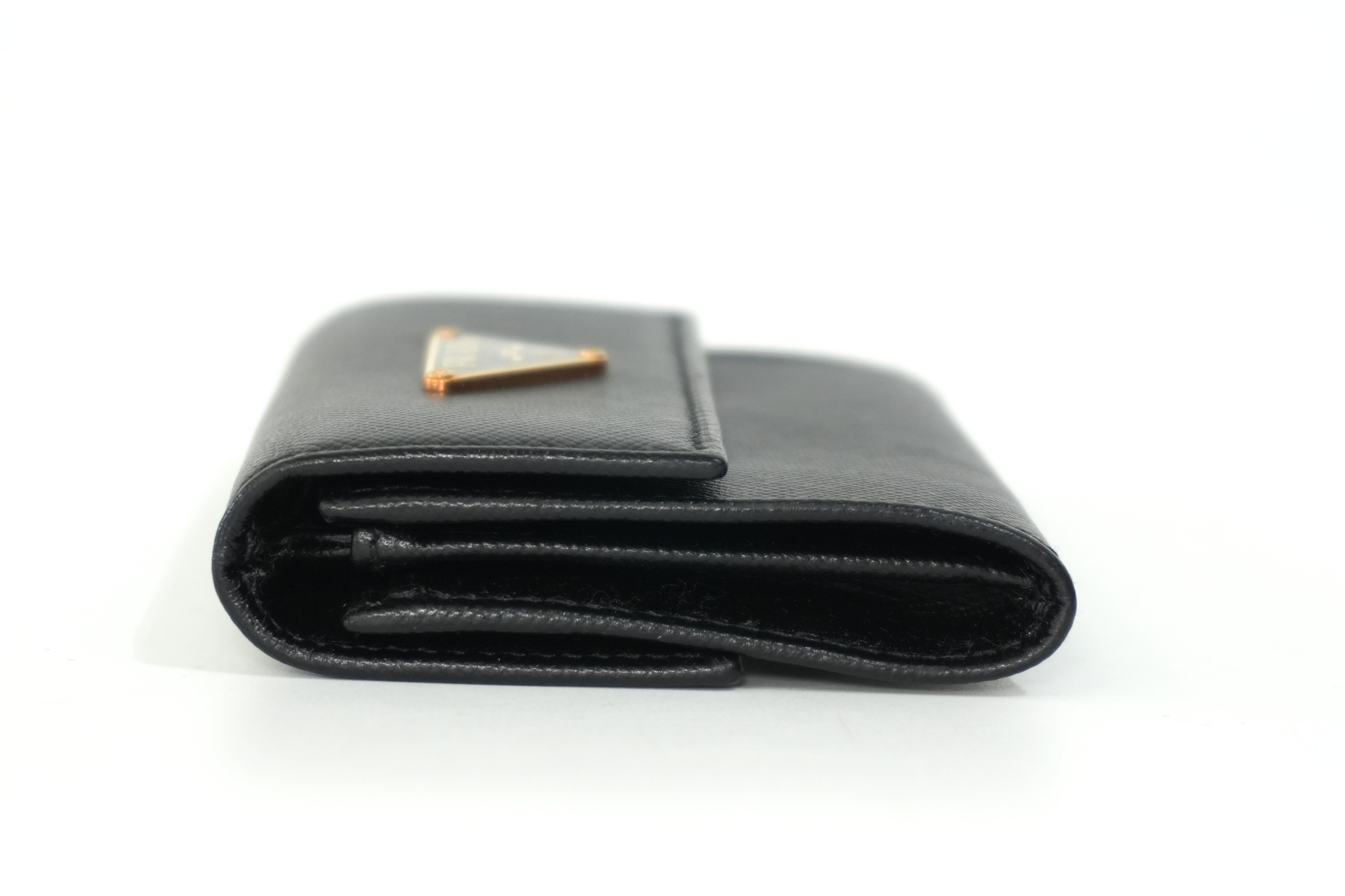 Pre-owned Prada Leather Coin Case Black