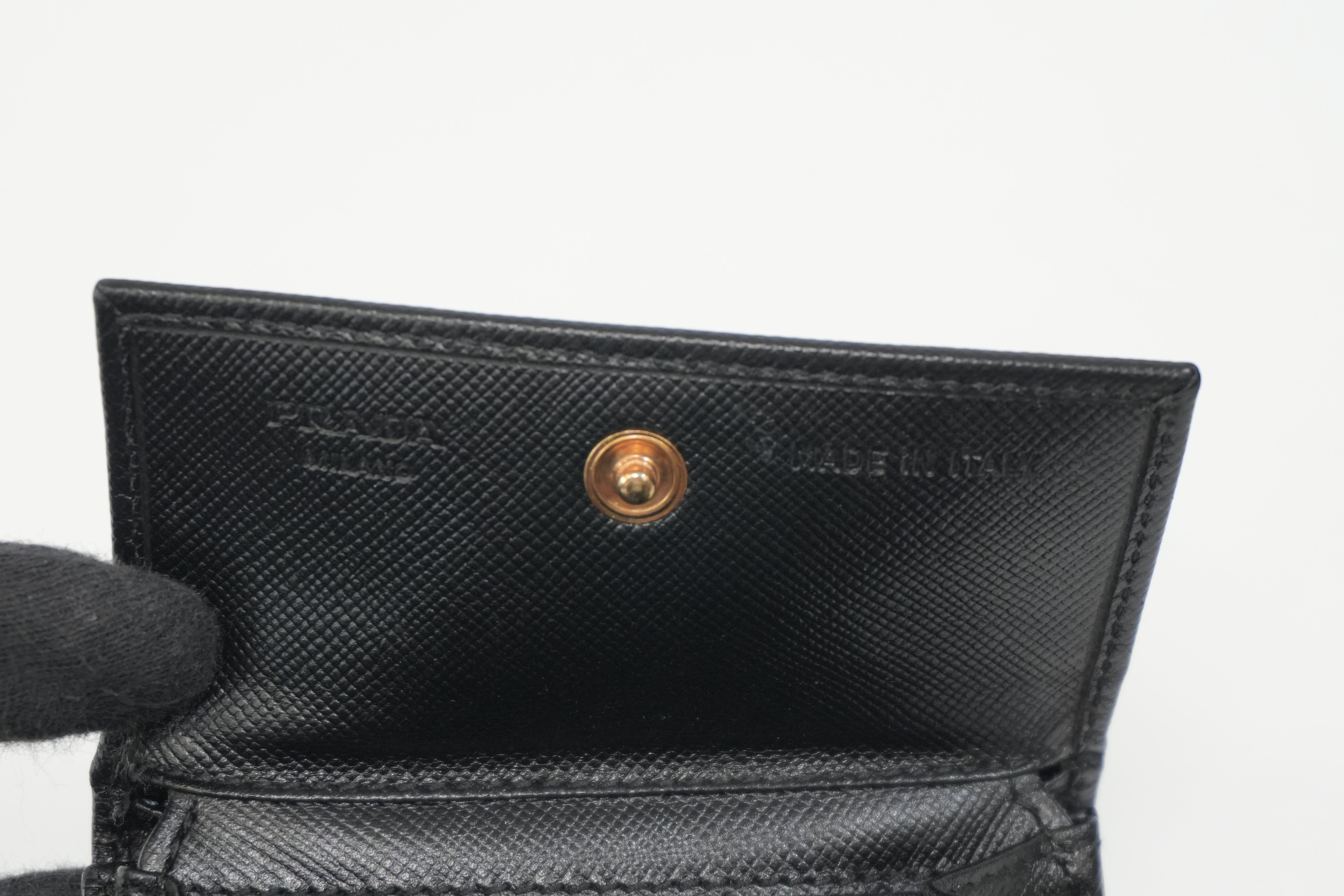 Pre-owned Prada Leather Coin Case Black